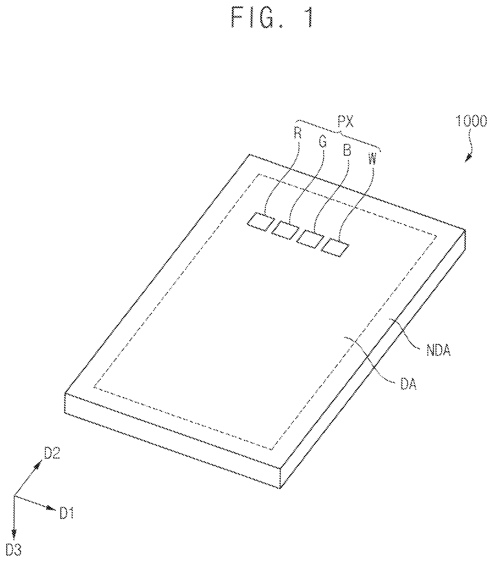 Patent US12588332 Figure 1 – Display device having color conversion and color reinforcement patterns