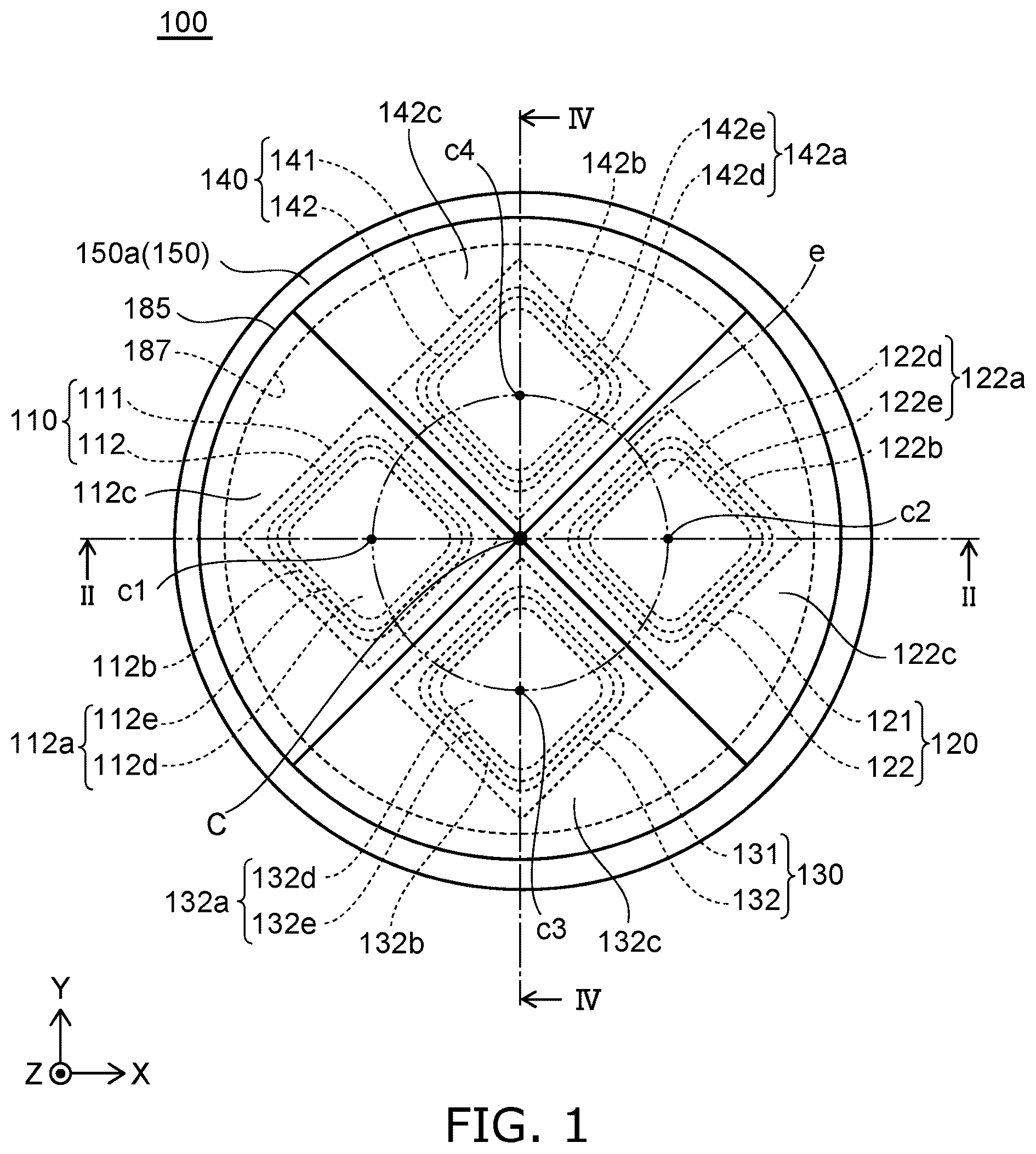 Patent US12588334 Figure 1 – Light-emitting module and lens