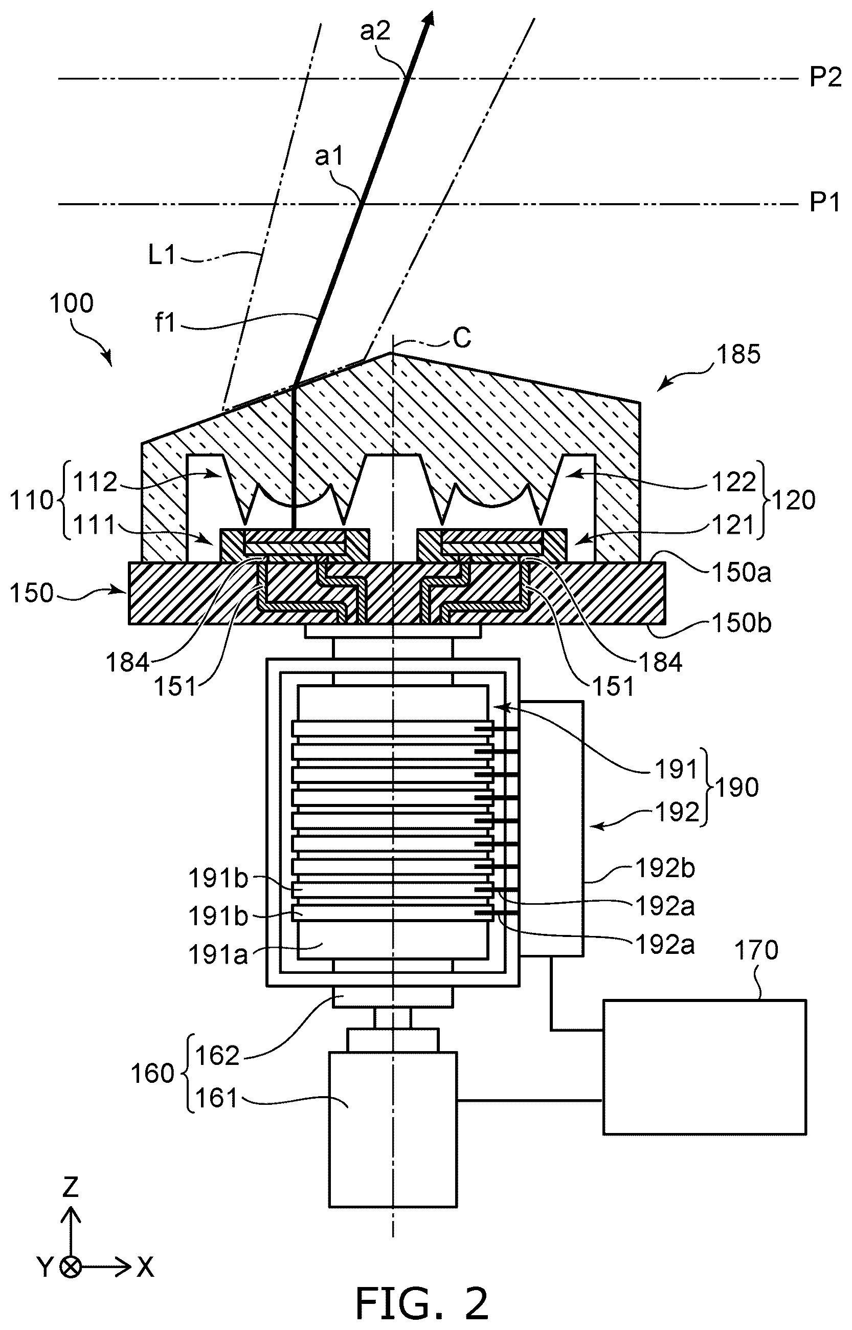 Patent US12588334 Figure 2 – Light-emitting module and lens