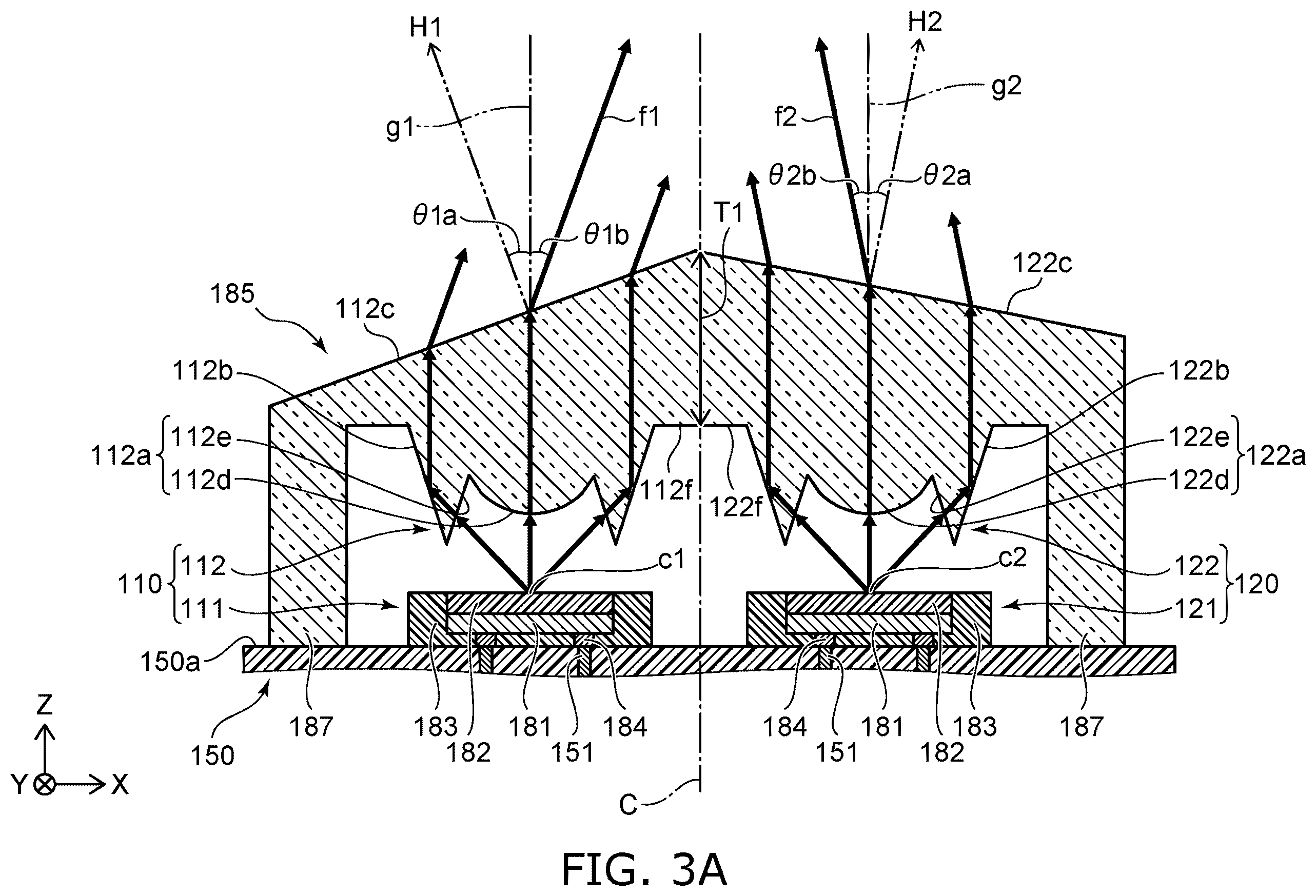Patent US12588334 Figure 3 – Light-emitting module and lens