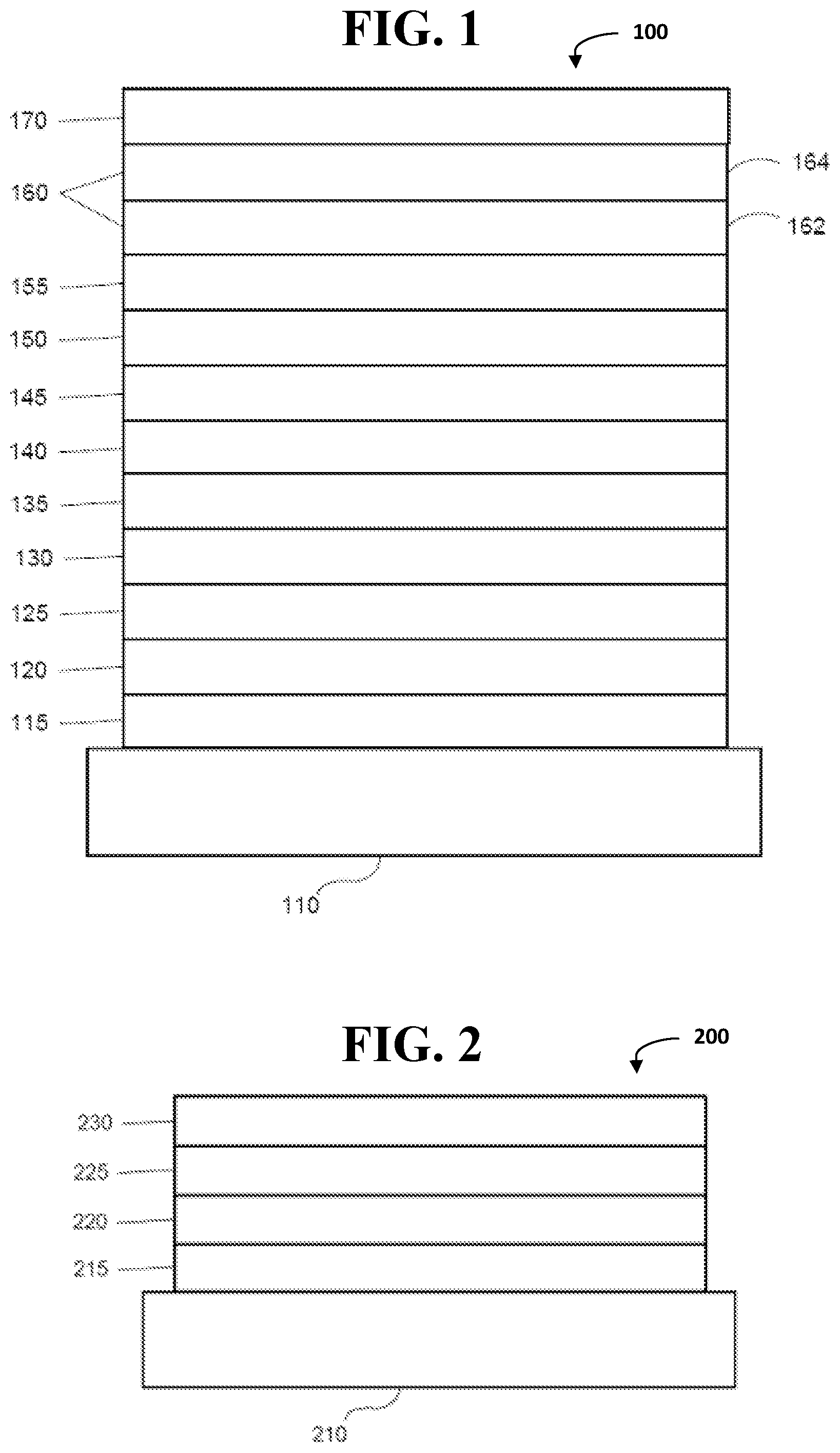 Patent US12588352 Figure 1 – Energy levels and device structures for plasmonic OLEDs