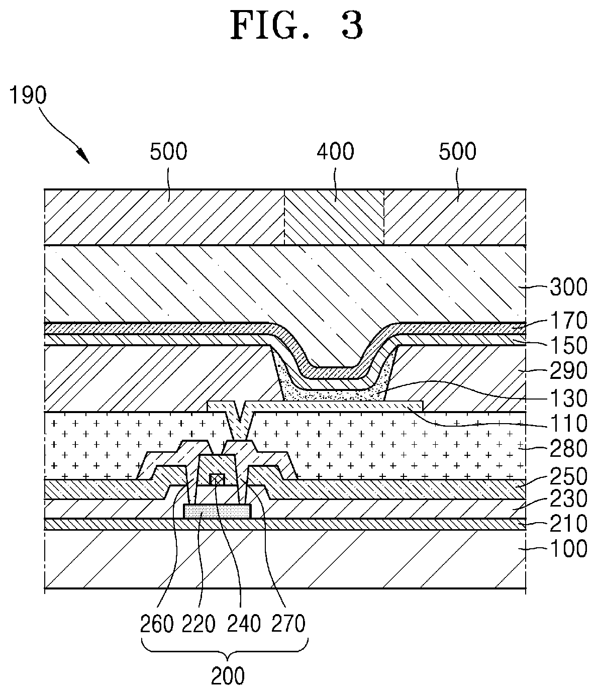 Patent US12588354 Figure 3 – Light-emitting device including fused cyclic compound, electronic apparatus including the light-emitting device, and the fused cyclic compound