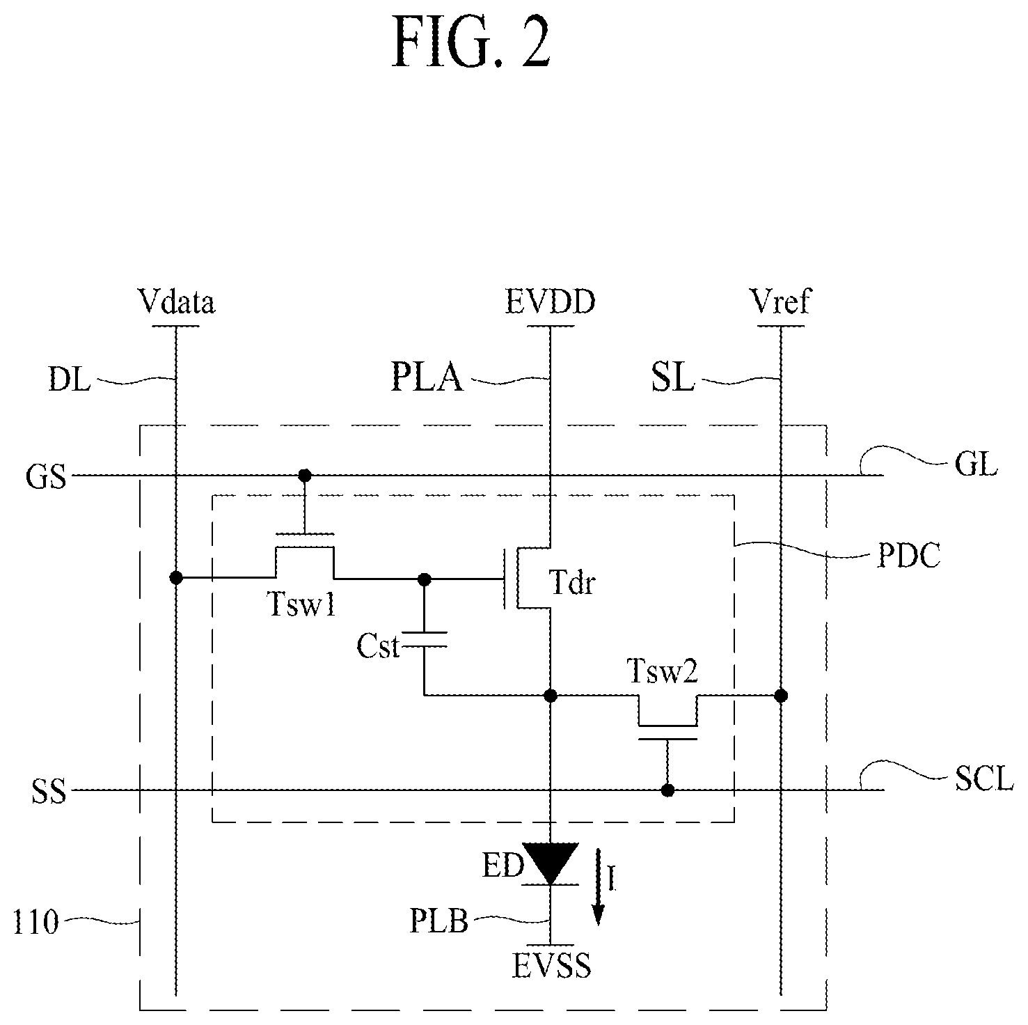 Patent US12588357 Figure 2 – Light emitting display apparatus including an undercut along an outer periphery of an anode