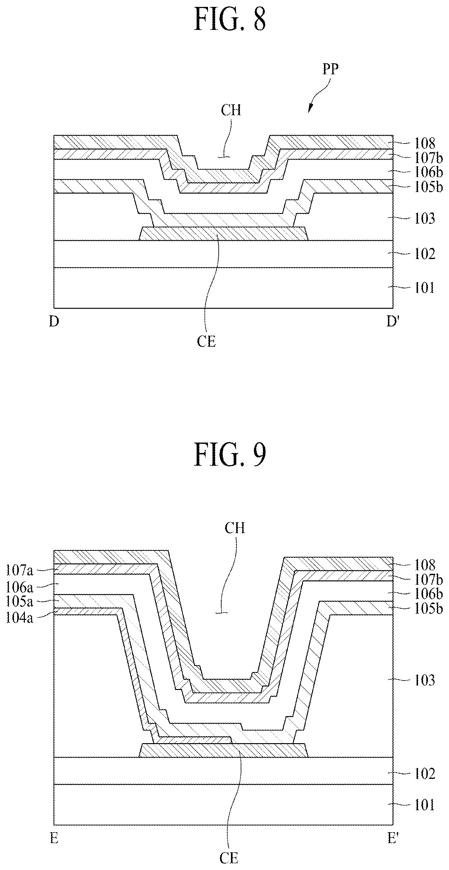 Patent US12588357 Figure 7 – Light emitting display apparatus including an undercut along an outer periphery of an anode