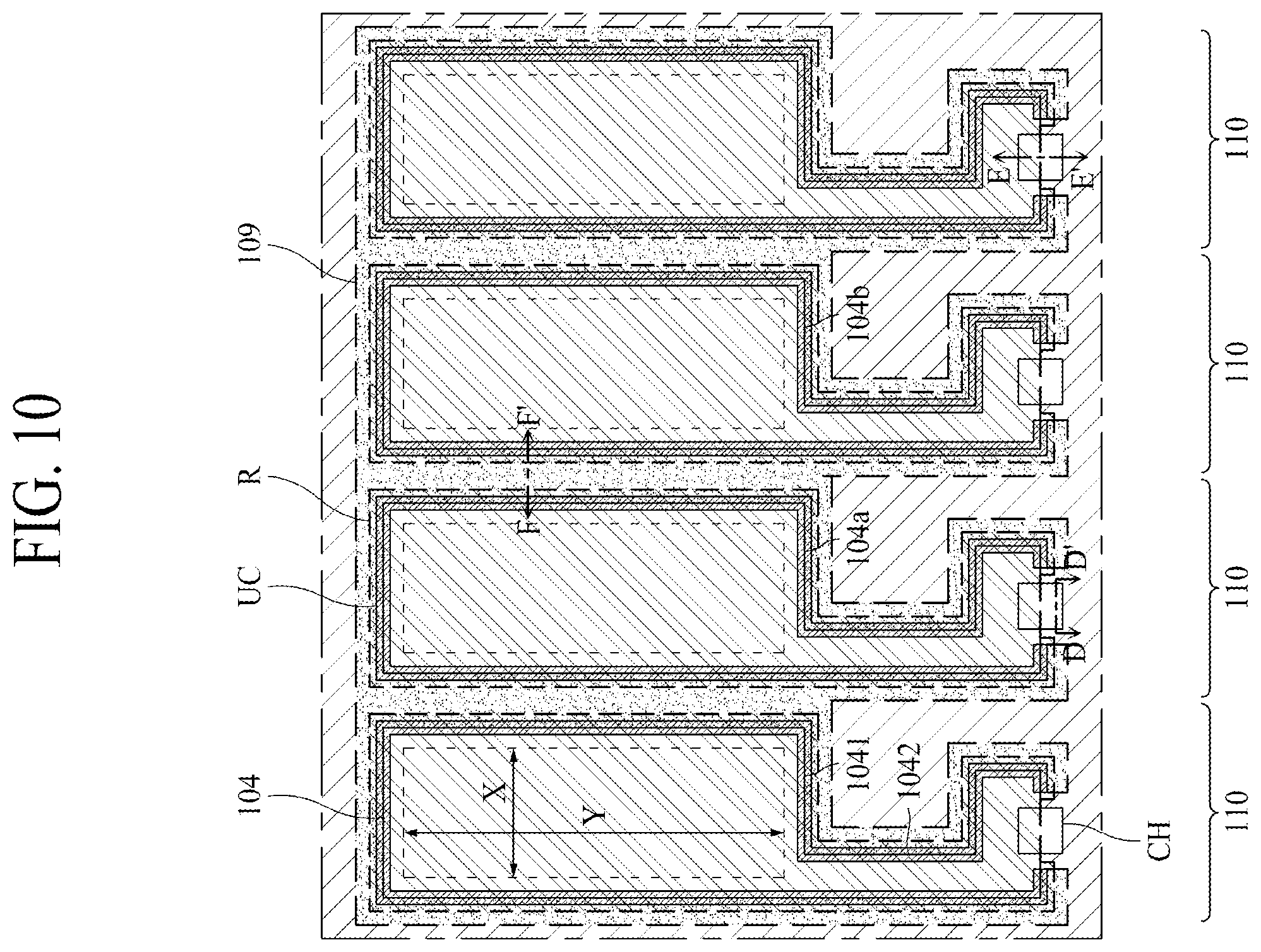 Patent US12588357 Figure 8 – Light emitting display apparatus including an undercut along an outer periphery of an anode
