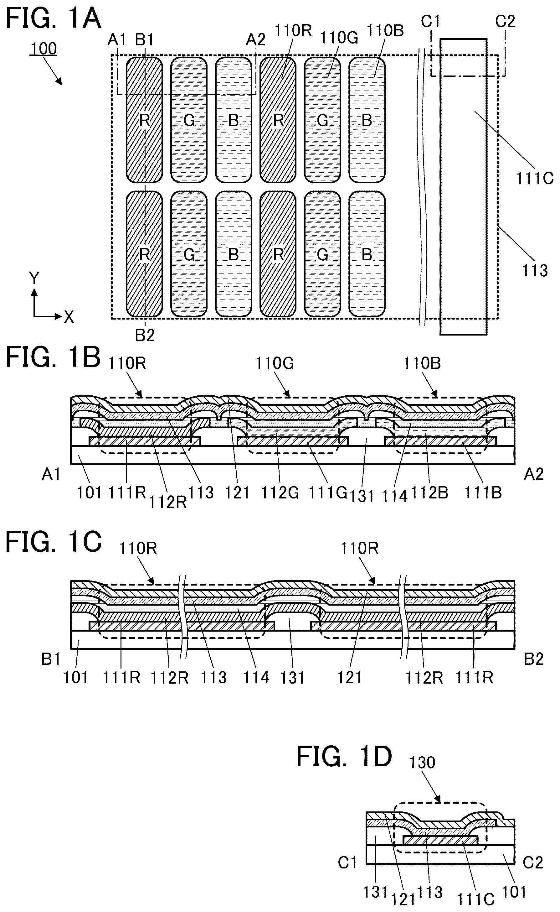 Patent US12588358 Figure 1 – Display device and method for manufacturing display device