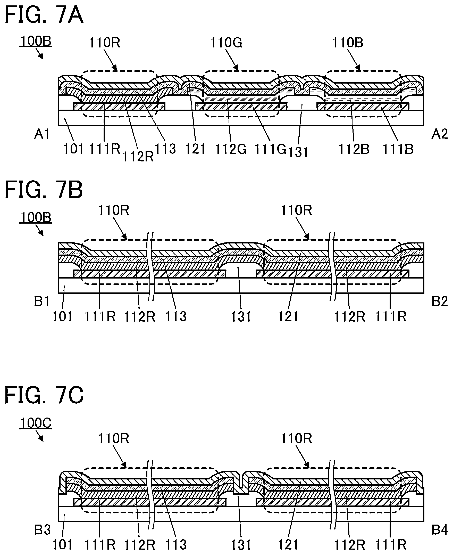 Patent US12588358 Figure 7 – Display device and method for manufacturing display device