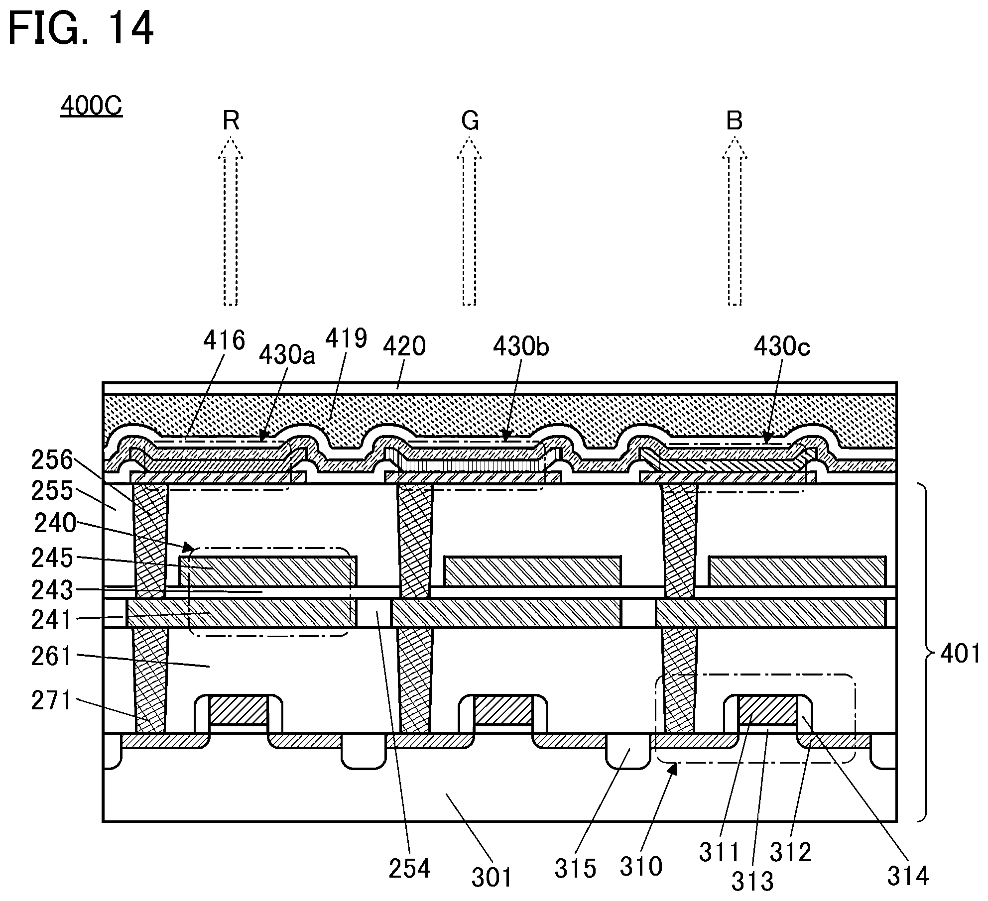 Patent US12588358 Figure 14 – Display device and method for manufacturing display device