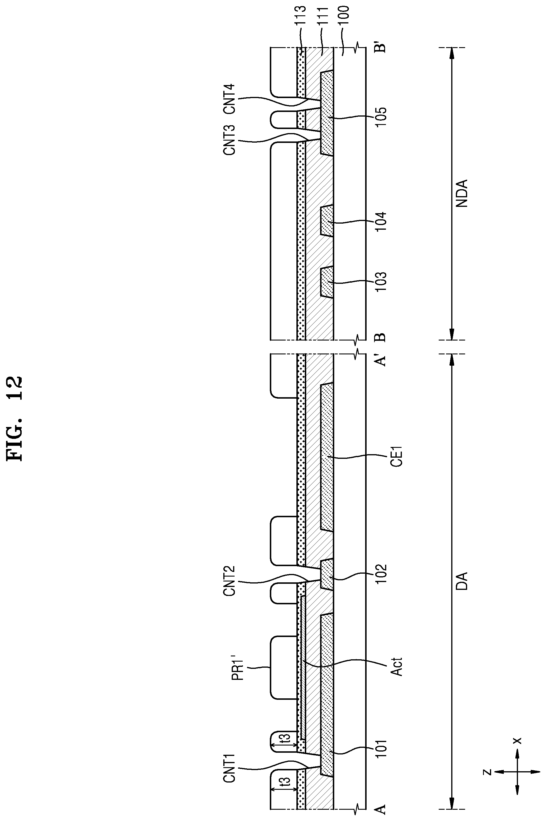 Patent US12588362 Figure 14 – Display apparatus having a first insulating layer including first portion and second portion