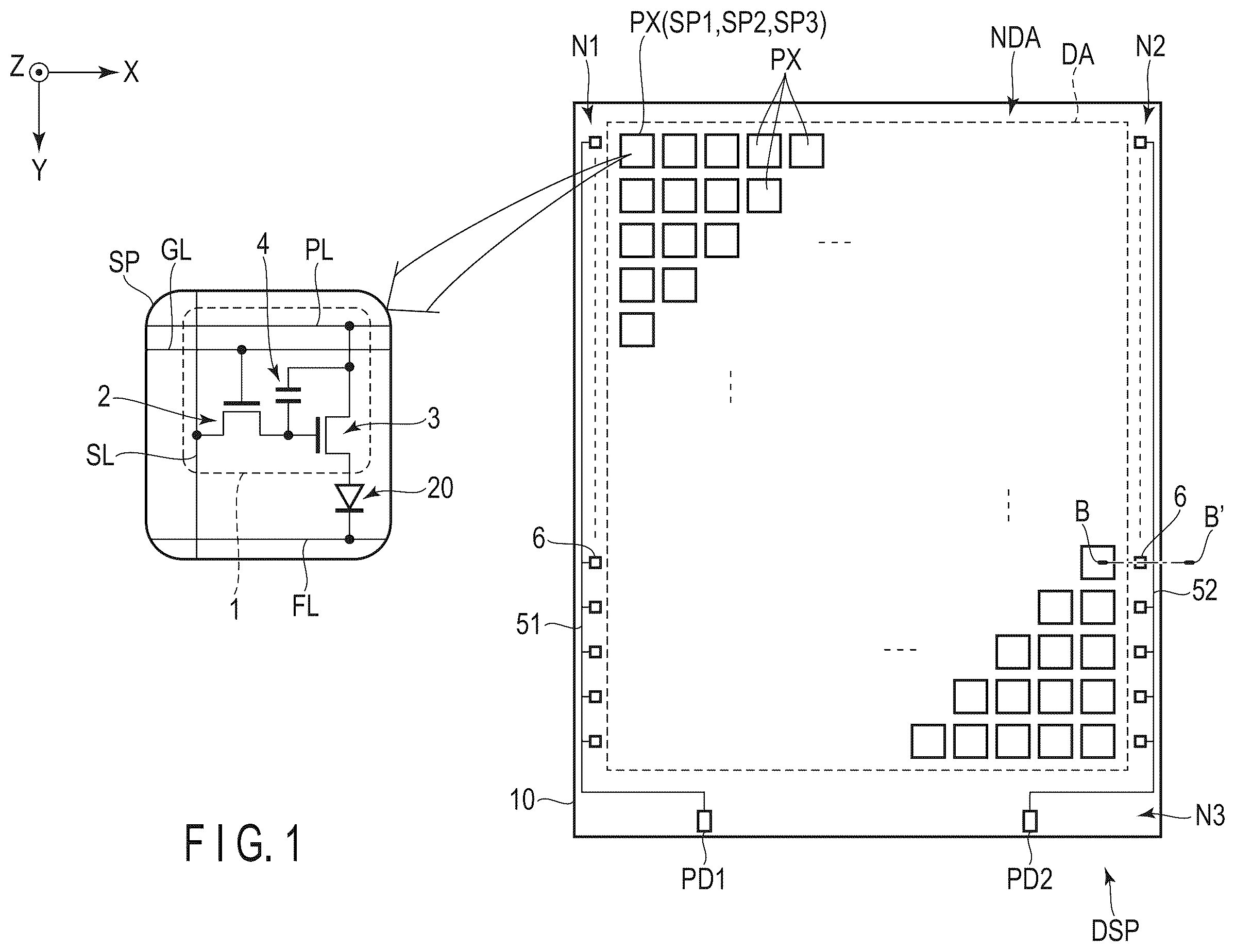 Patent US12588369 Figure 1 – Display device