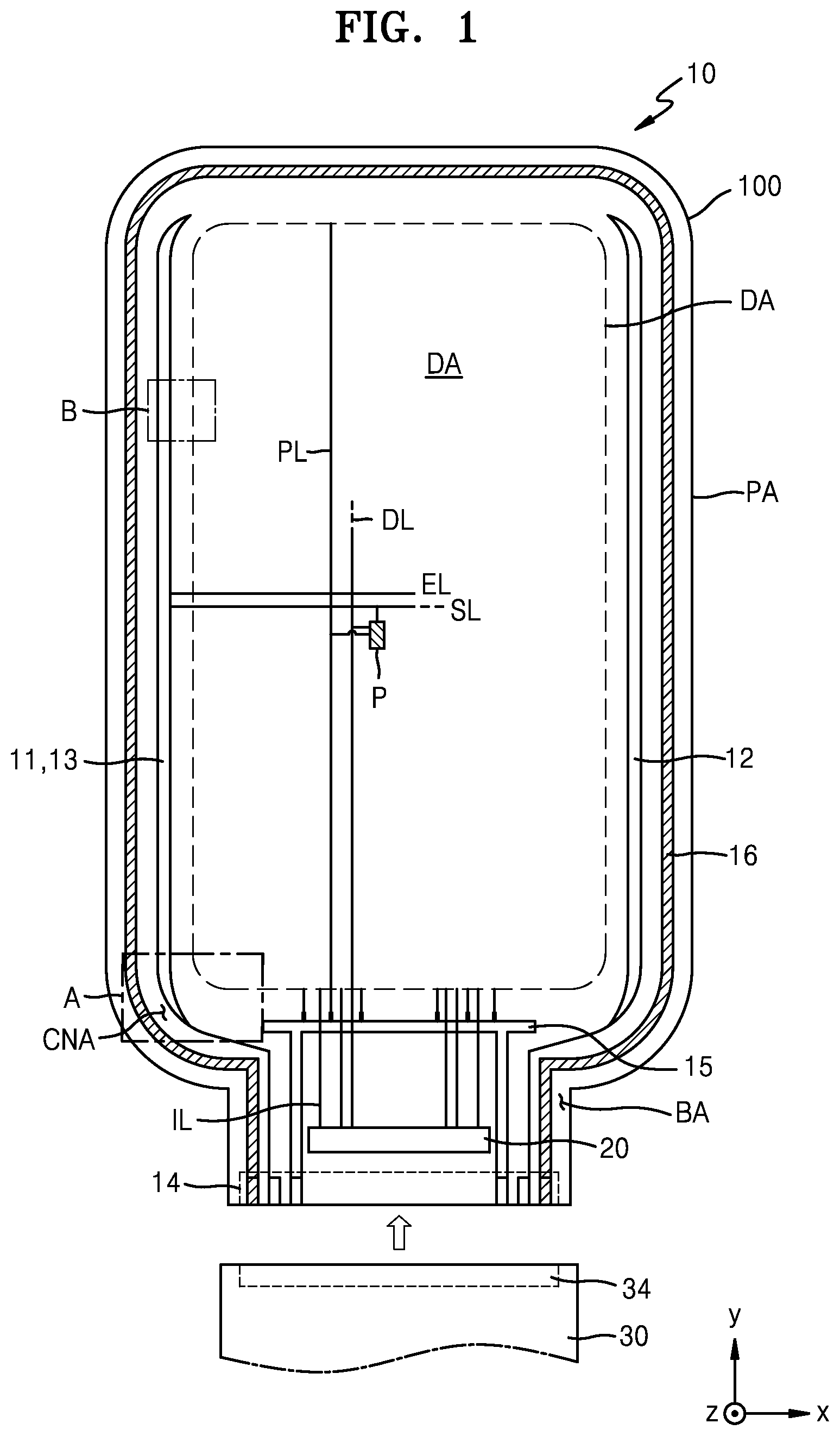 Patent US12588370 Figure 1 – Display apparatus