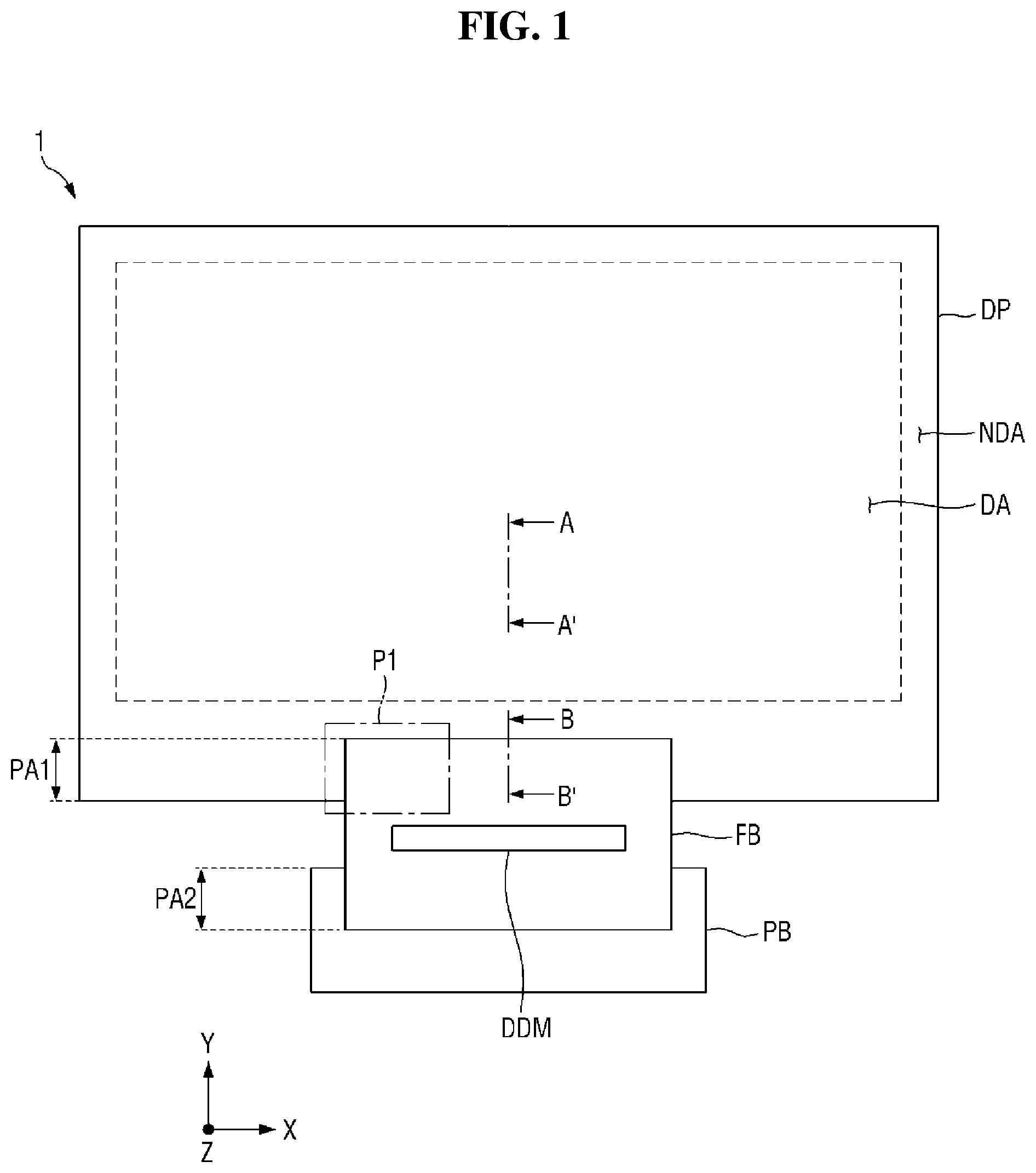Patent US12588373 Figure 1 – Display device, and method for fabricating display device