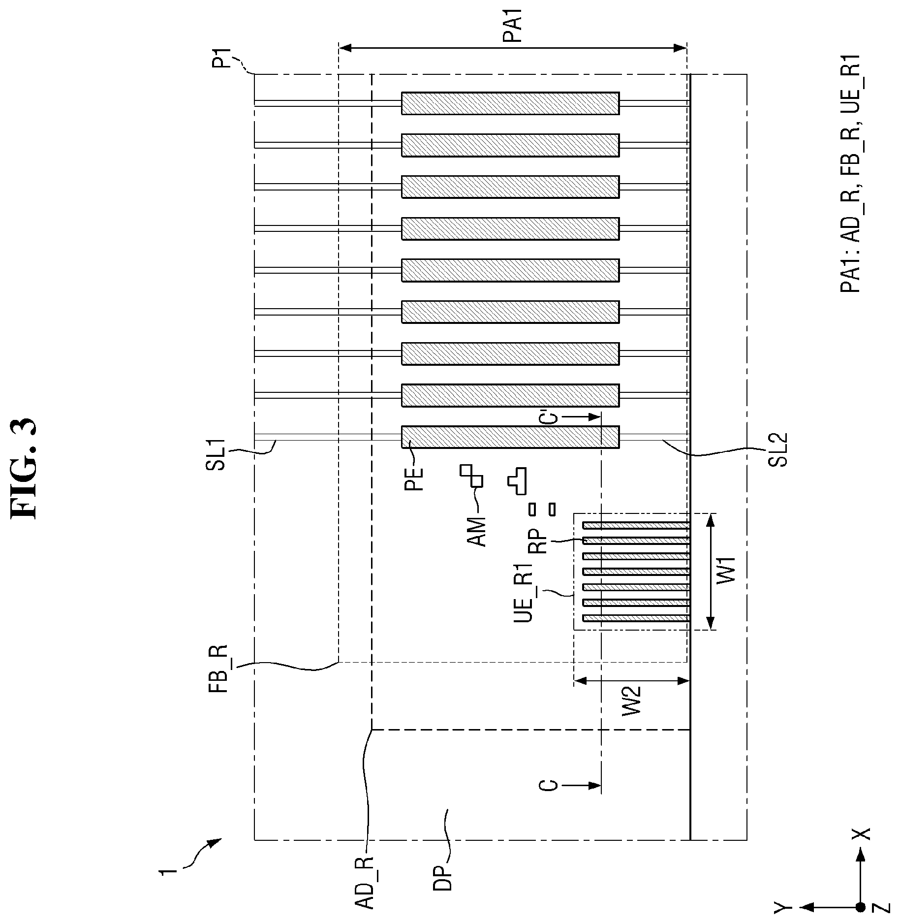 Patent US12588373 Figure 3 – Display device, and method for fabricating display device