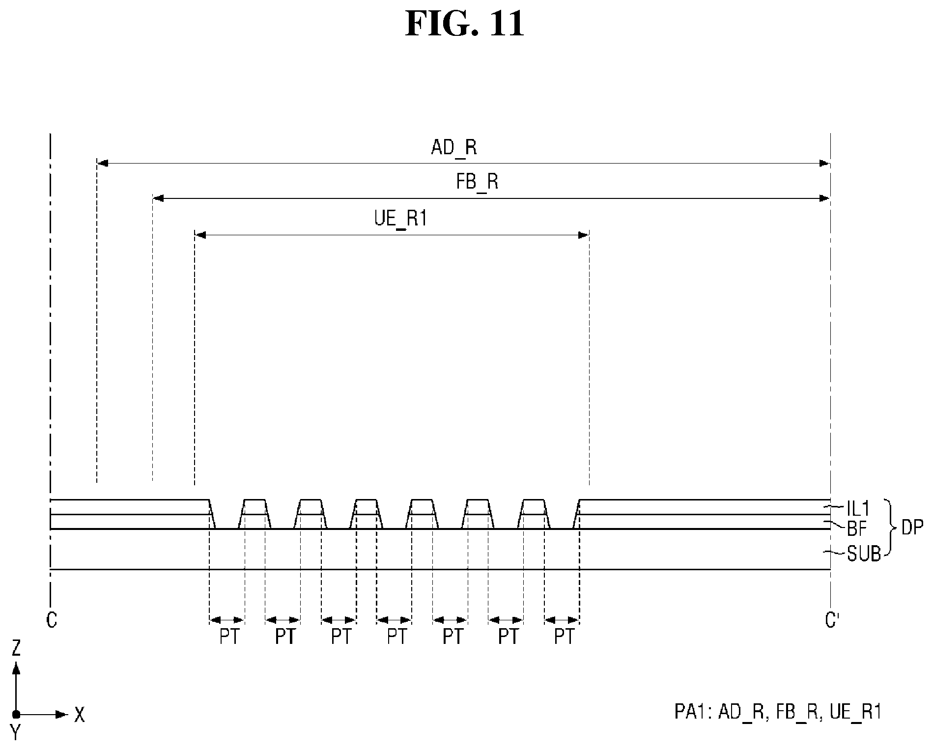 Patent US12588373 Figure 11 – Display device, and method for fabricating display device