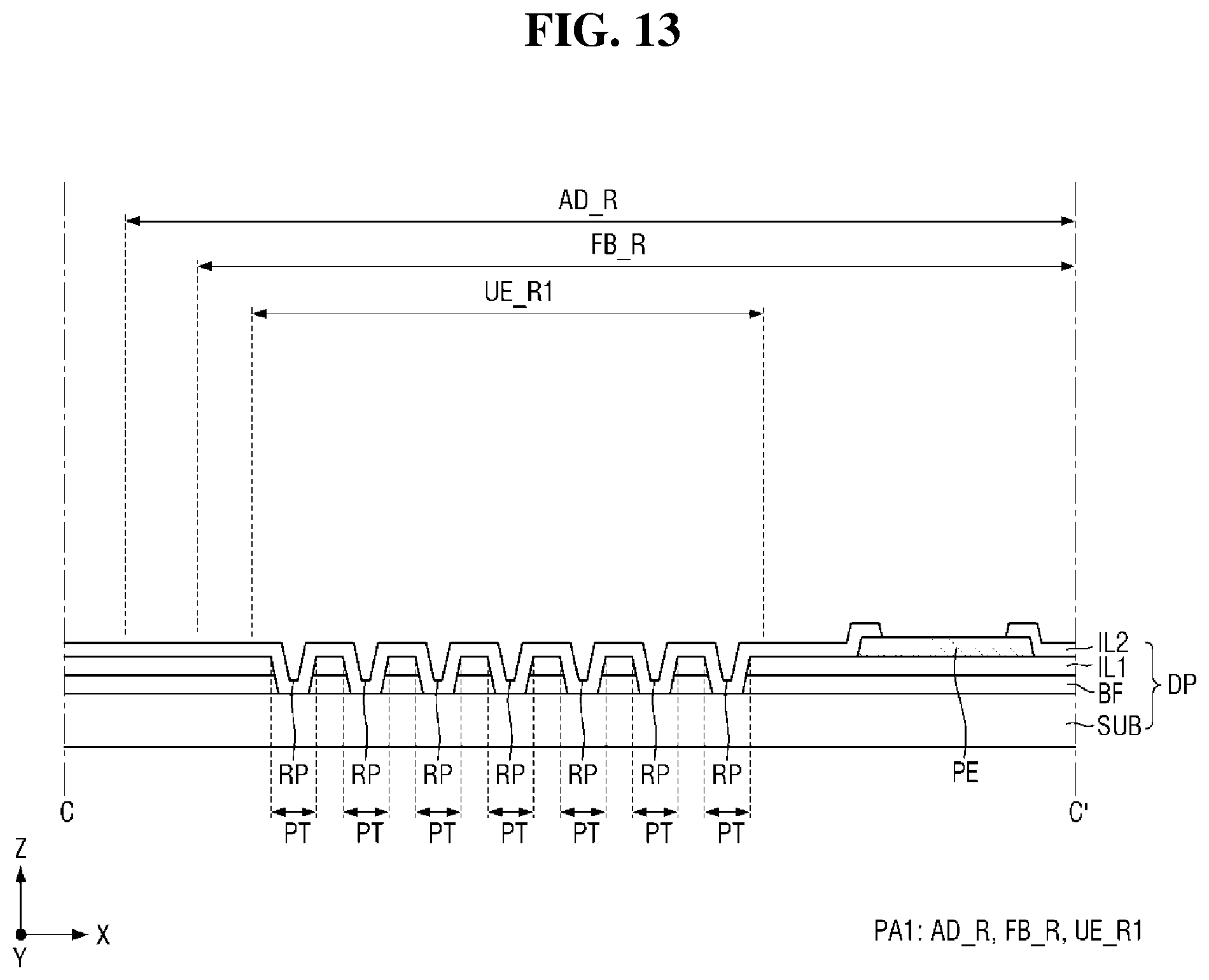 Patent US12588373 Figure 13 – Display device, and method for fabricating display device