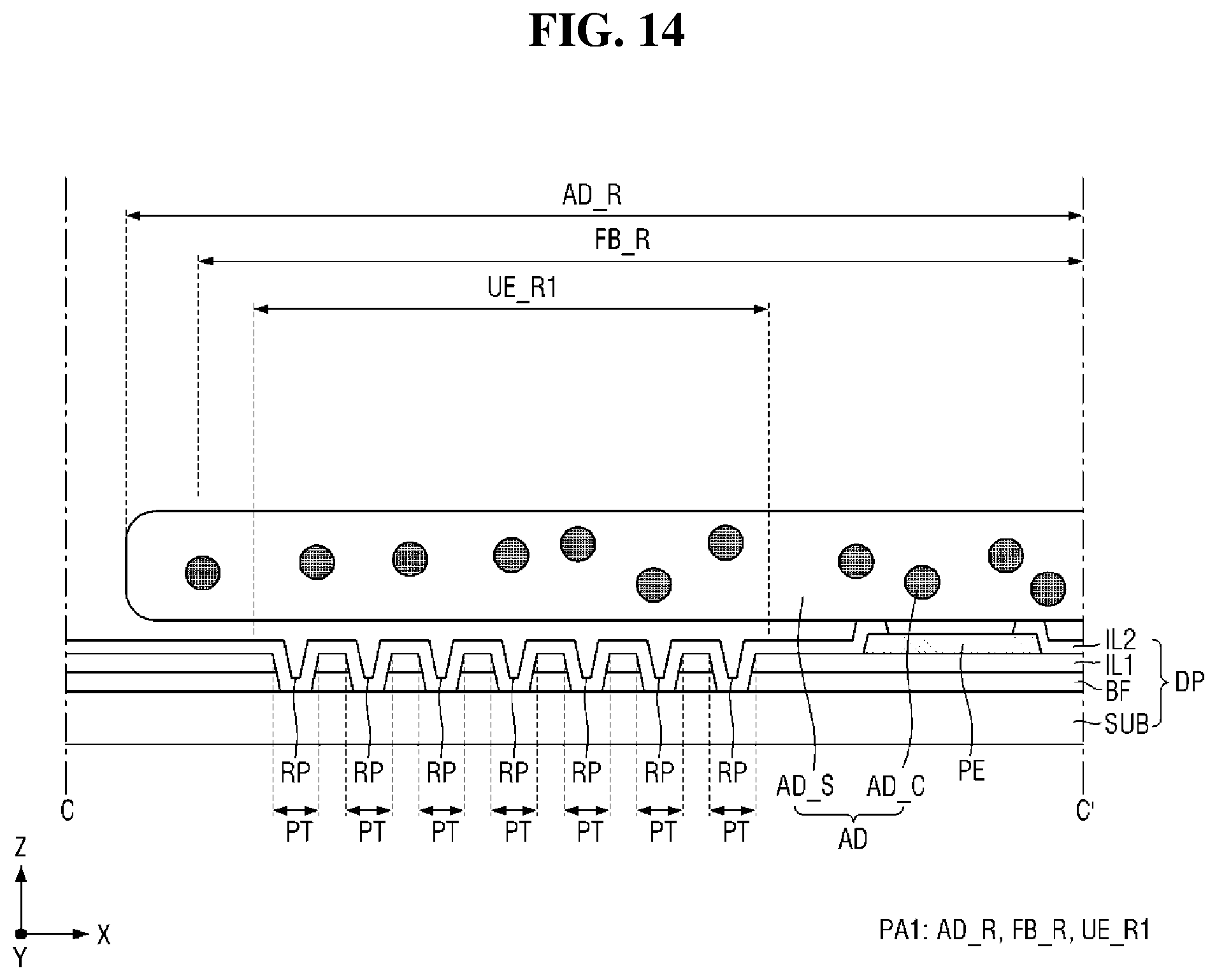 Patent US12588373 Figure 14 – Display device, and method for fabricating display device