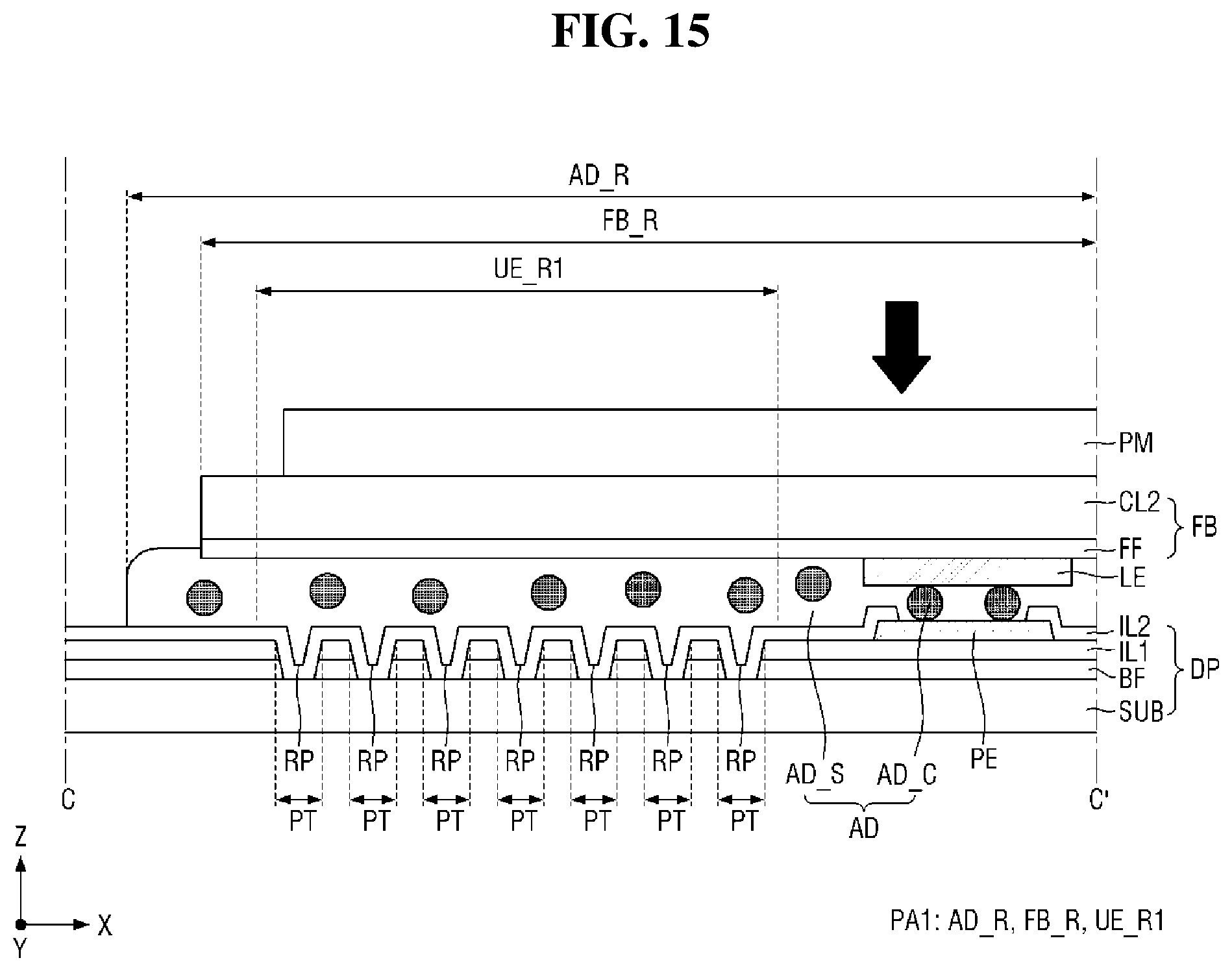 Patent US12588373 Figure 15 – Display device, and method for fabricating display device