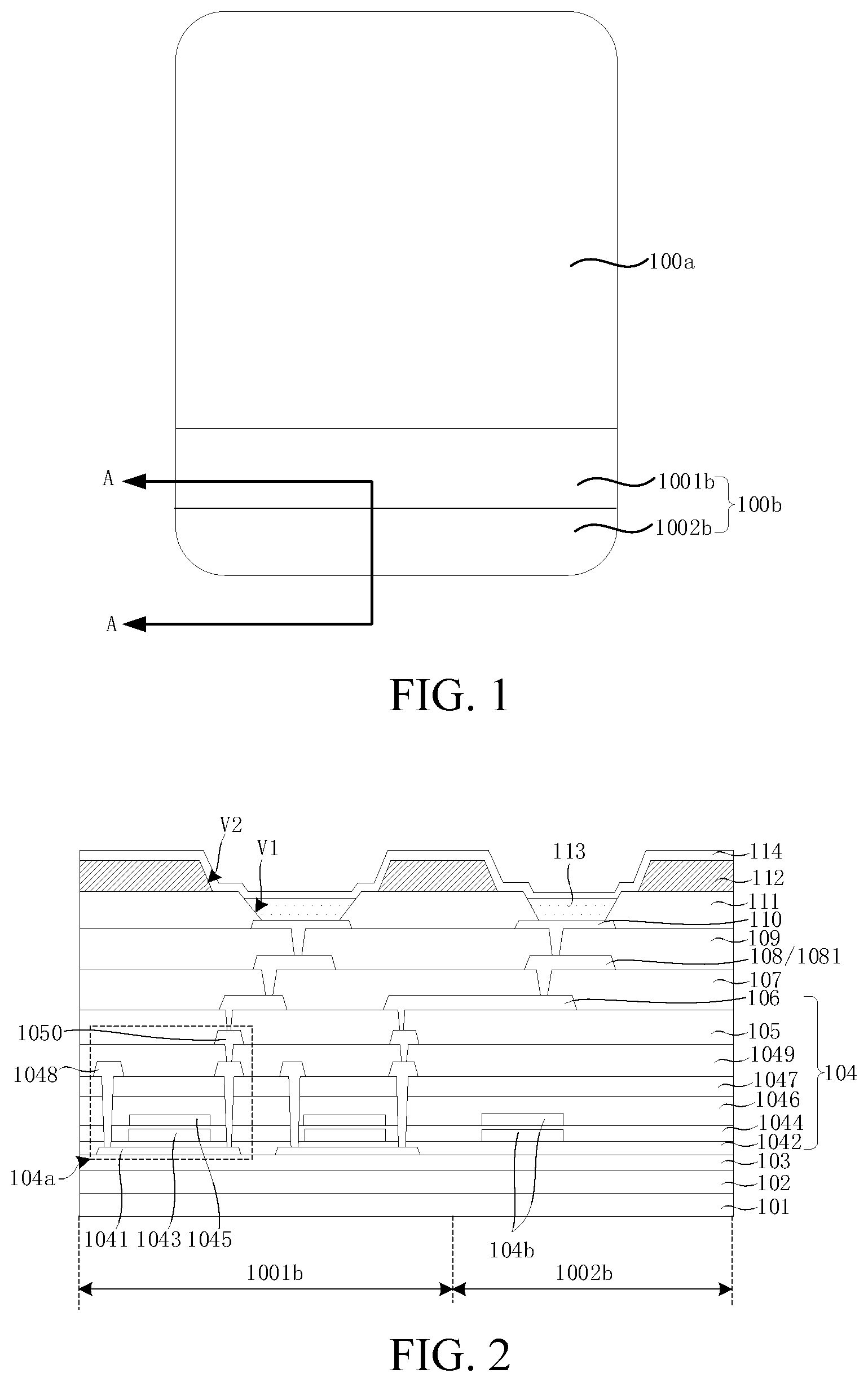 Patent US12588374 Figure 1 – Display panel and display device