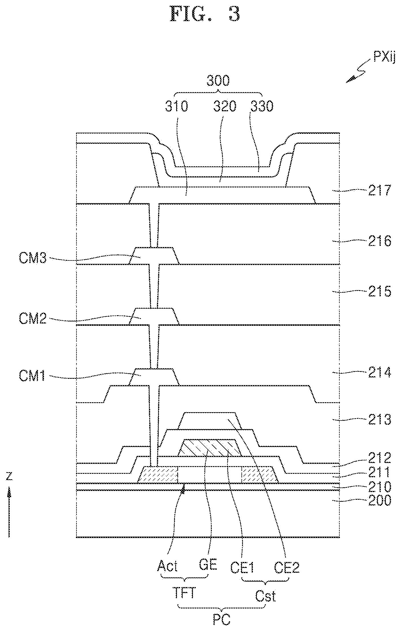 Patent US12588378 Figure 3 – Display apparatus including connecting patterns connecting conductive patters