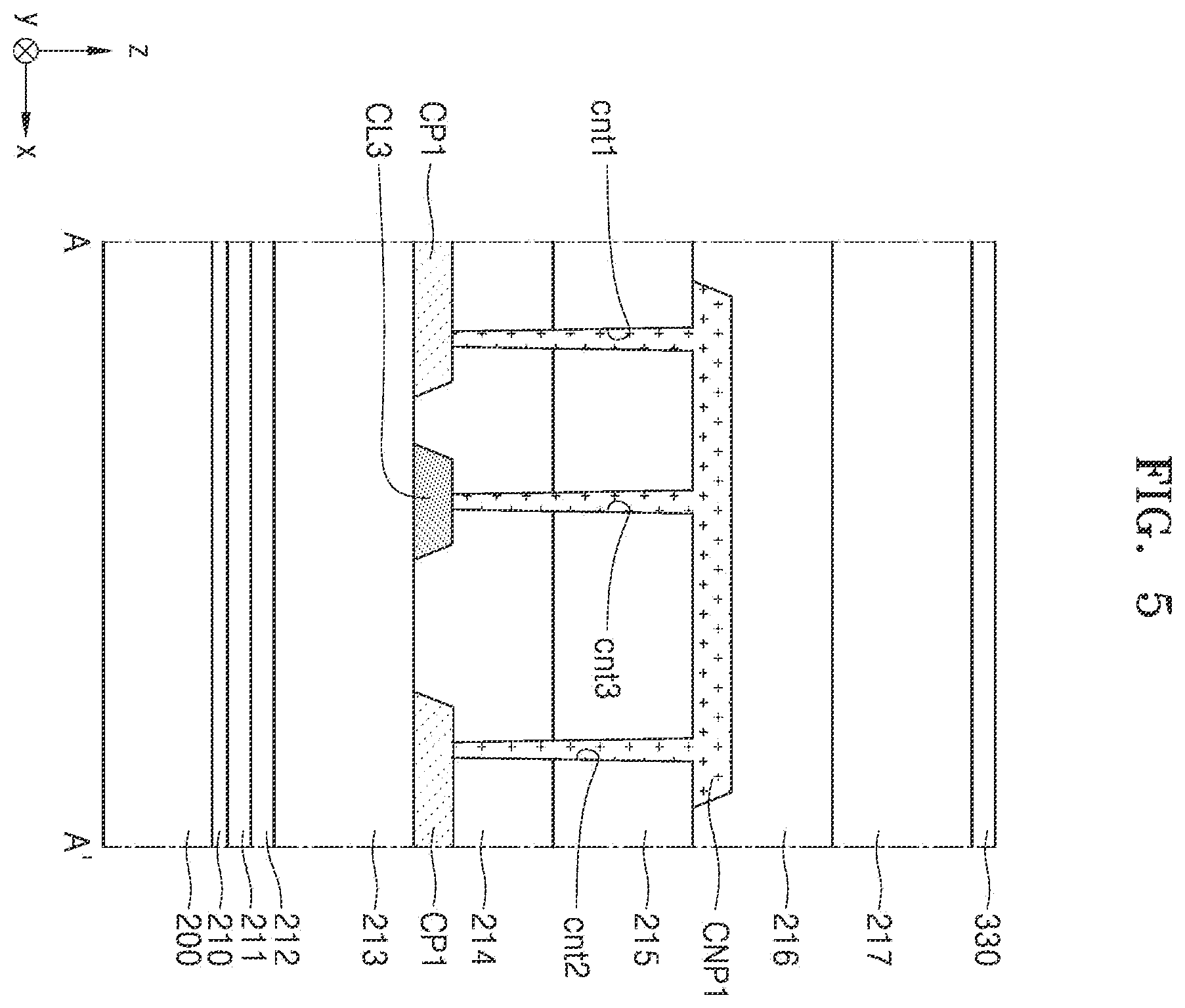Patent US12588378 Figure 5 – Display apparatus including connecting patterns connecting conductive patters