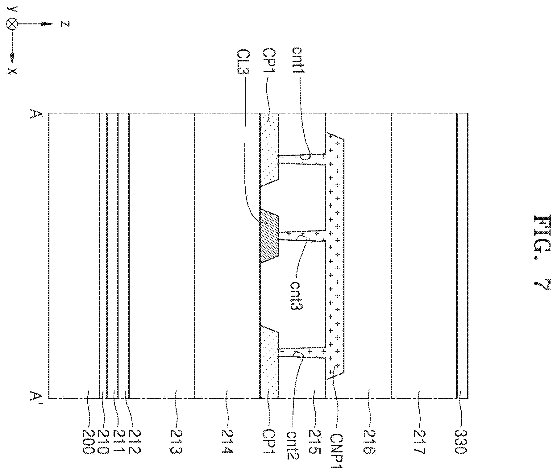 Patent US12588378 Figure 7 – Display apparatus including connecting patterns connecting conductive patters
