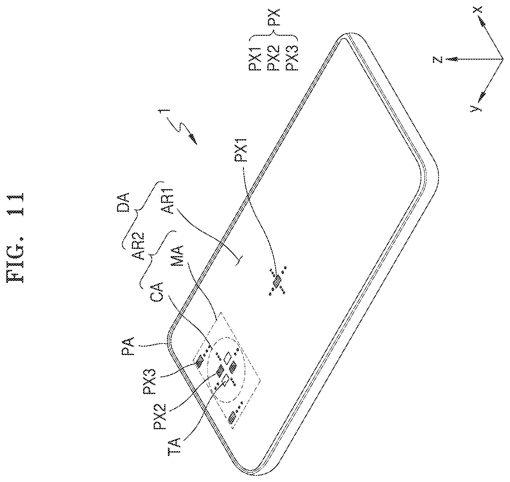 Patent US12588378 Figure 11 – Display apparatus including connecting patterns connecting conductive patters