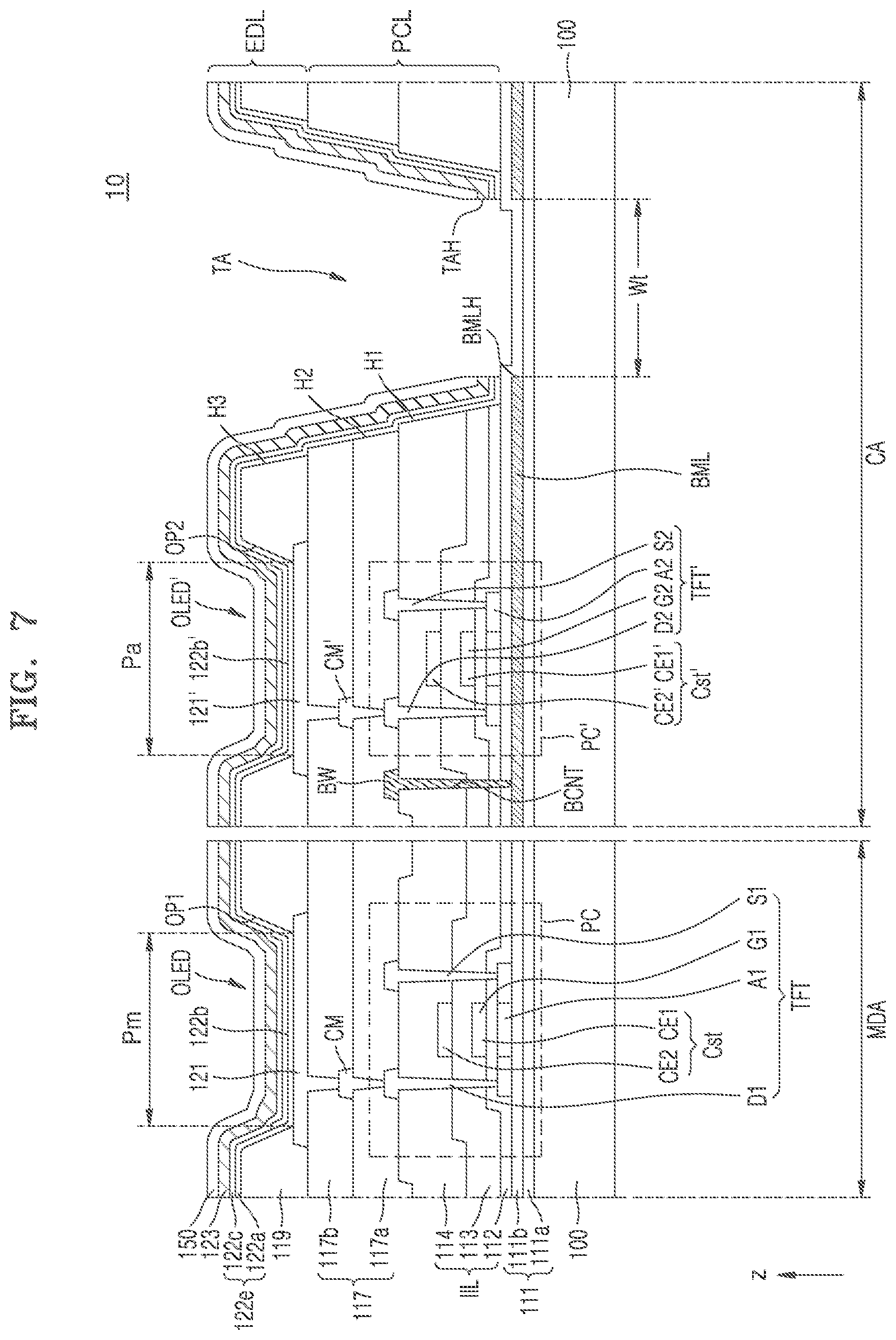 Patent US12588379 Figure 8 – Display device