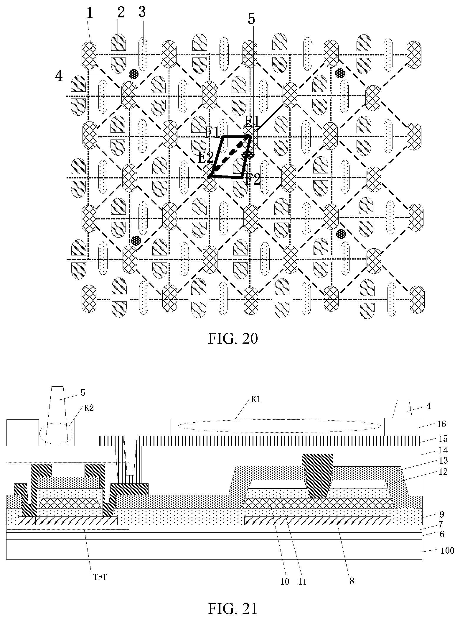 Patent US12588384 Figure 11 – Display base plate including main and auxiliary spacers