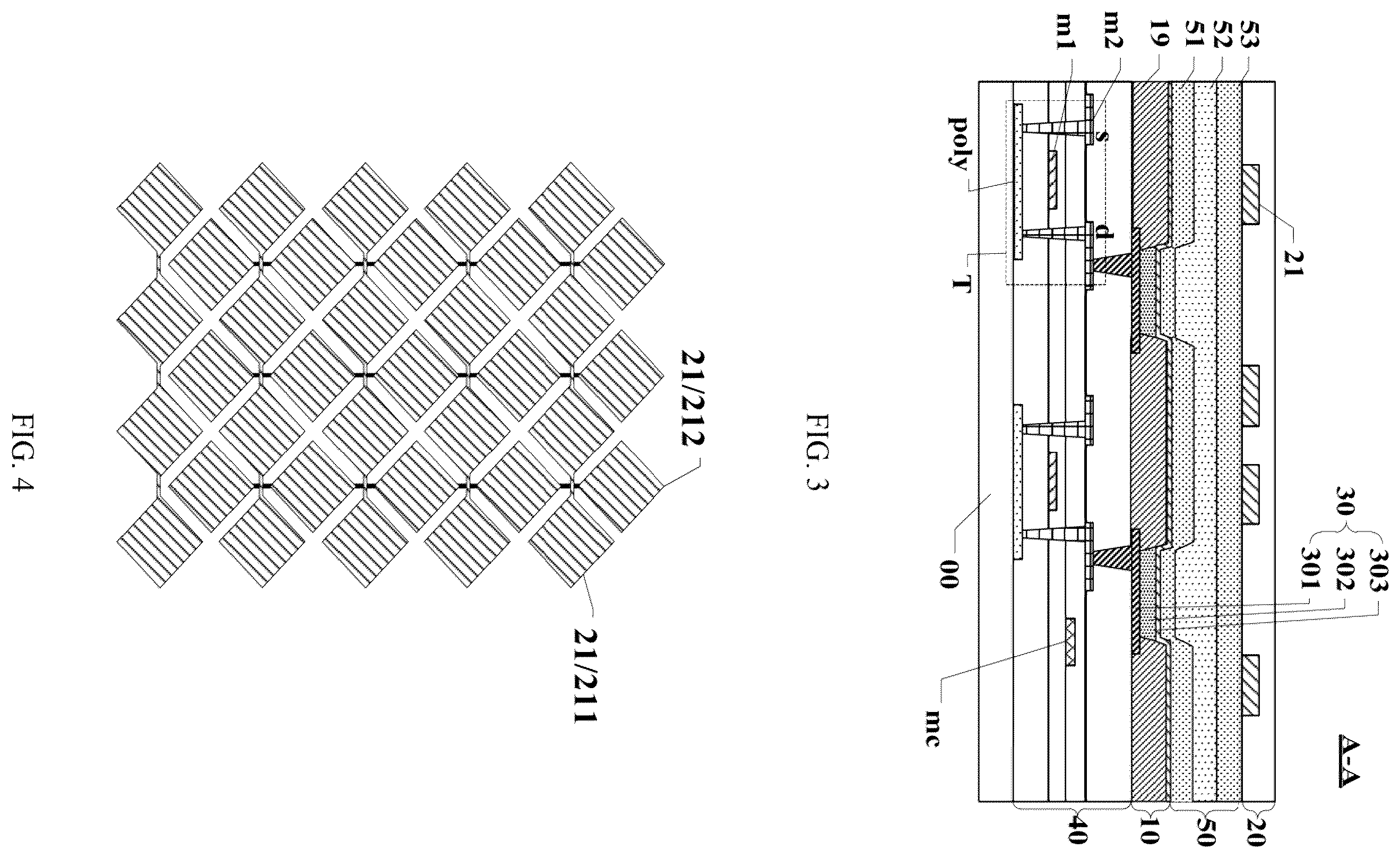 Patent US12588385 Figure 2 – Display panel and device with touch layer metal grid at peripheries of pixel openings