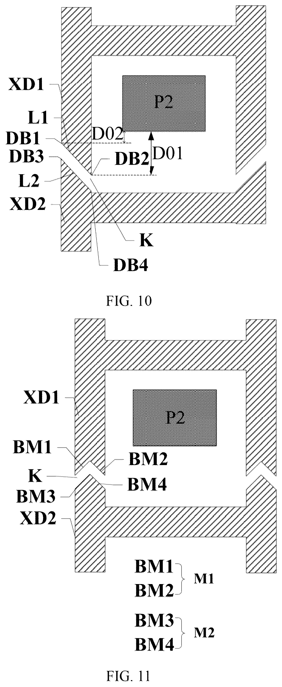 Patent US12588385 Figure 6 – Display panel and device with touch layer metal grid at peripheries of pixel openings