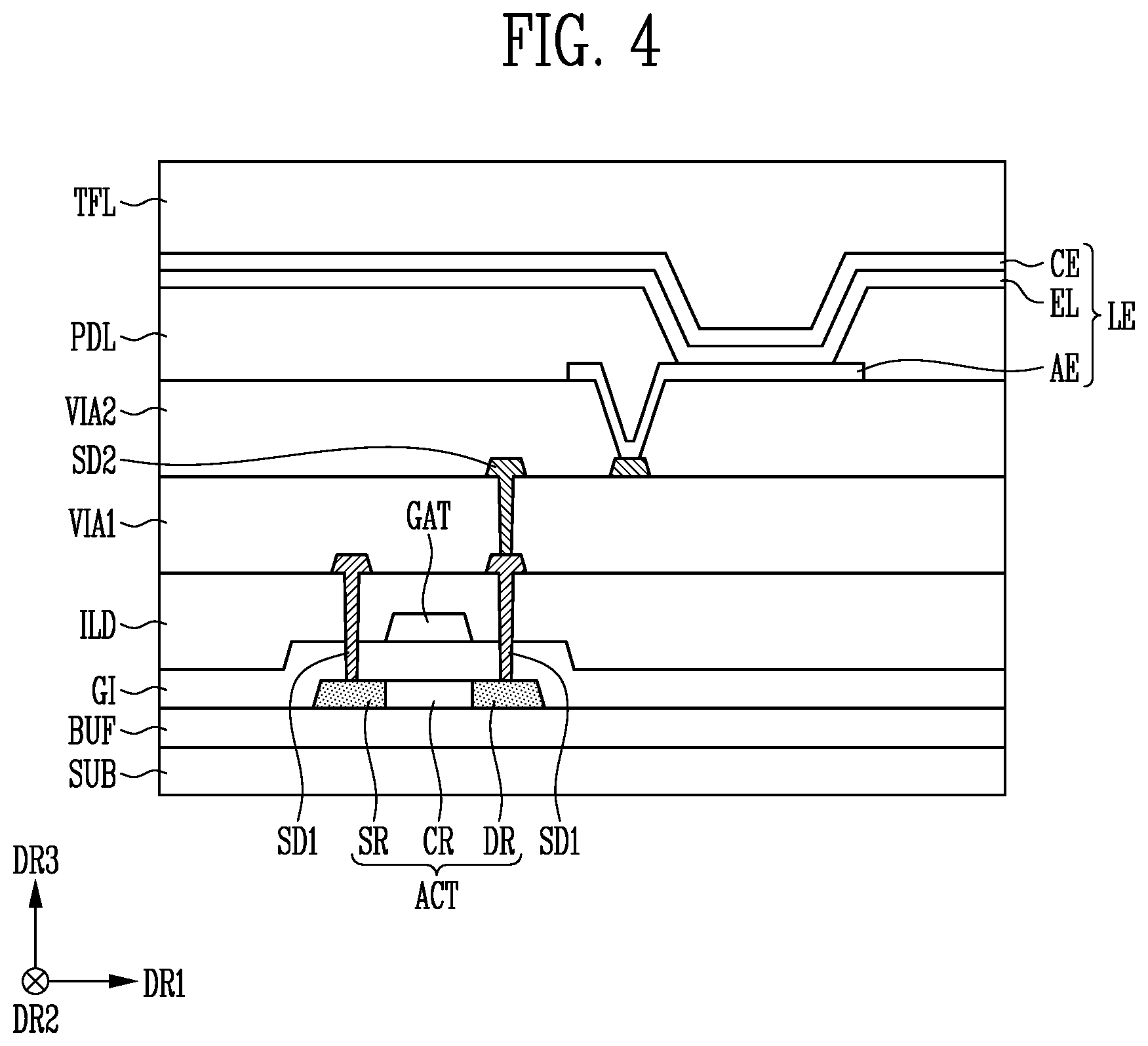 Patent US12588388 Figure 4 – Display device and touch display panel