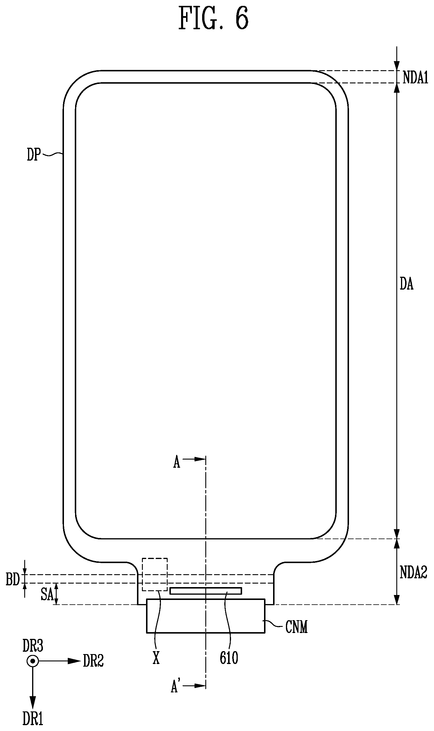 Patent US12588388 Figure 6 – Display device and touch display panel
