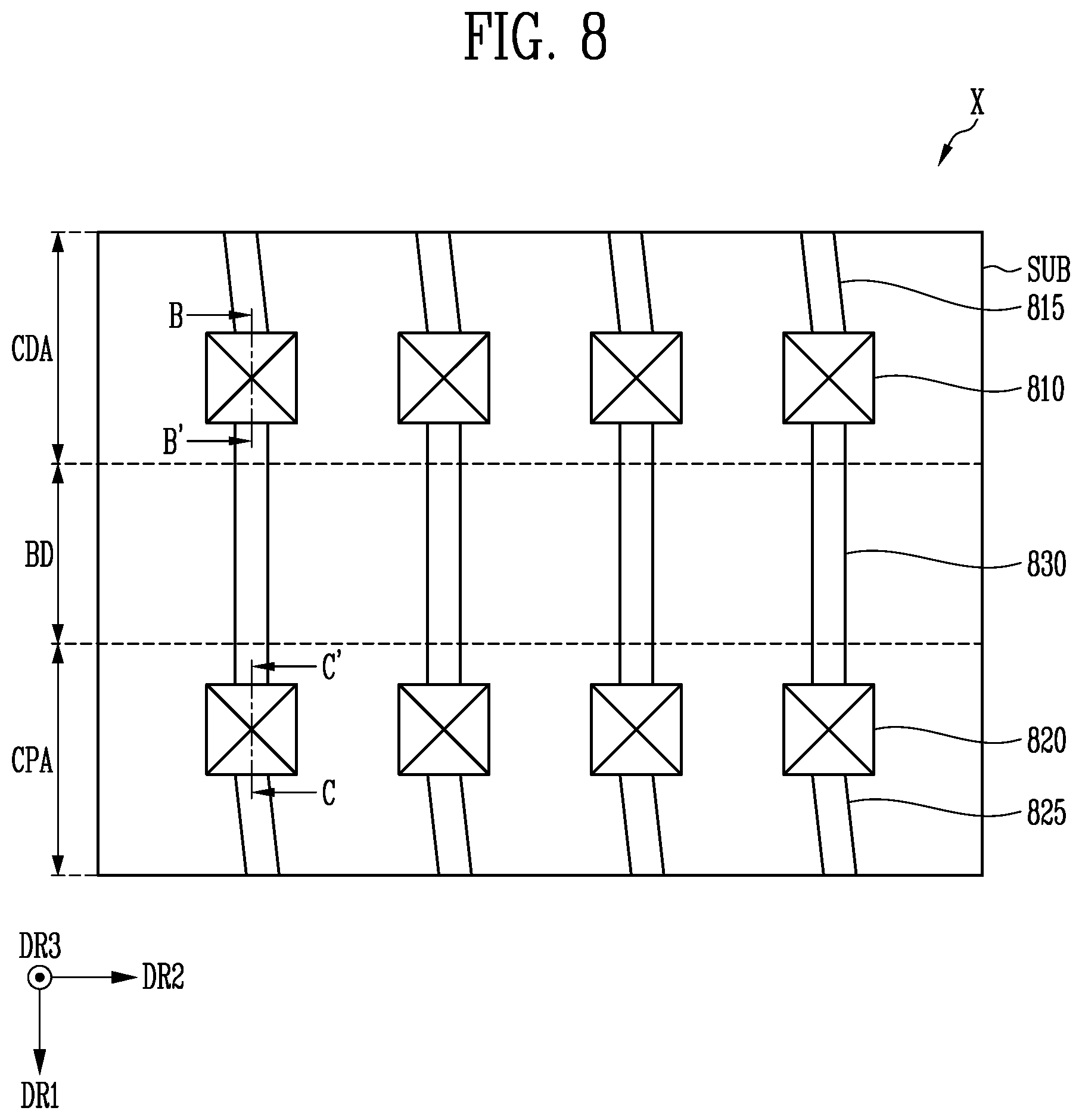 Patent US12588388 Figure 8 – Display device and touch display panel