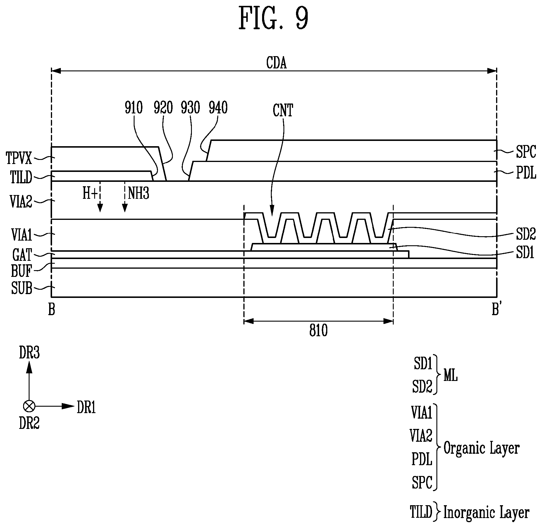 Patent US12588388 Figure 9 – Display device and touch display panel