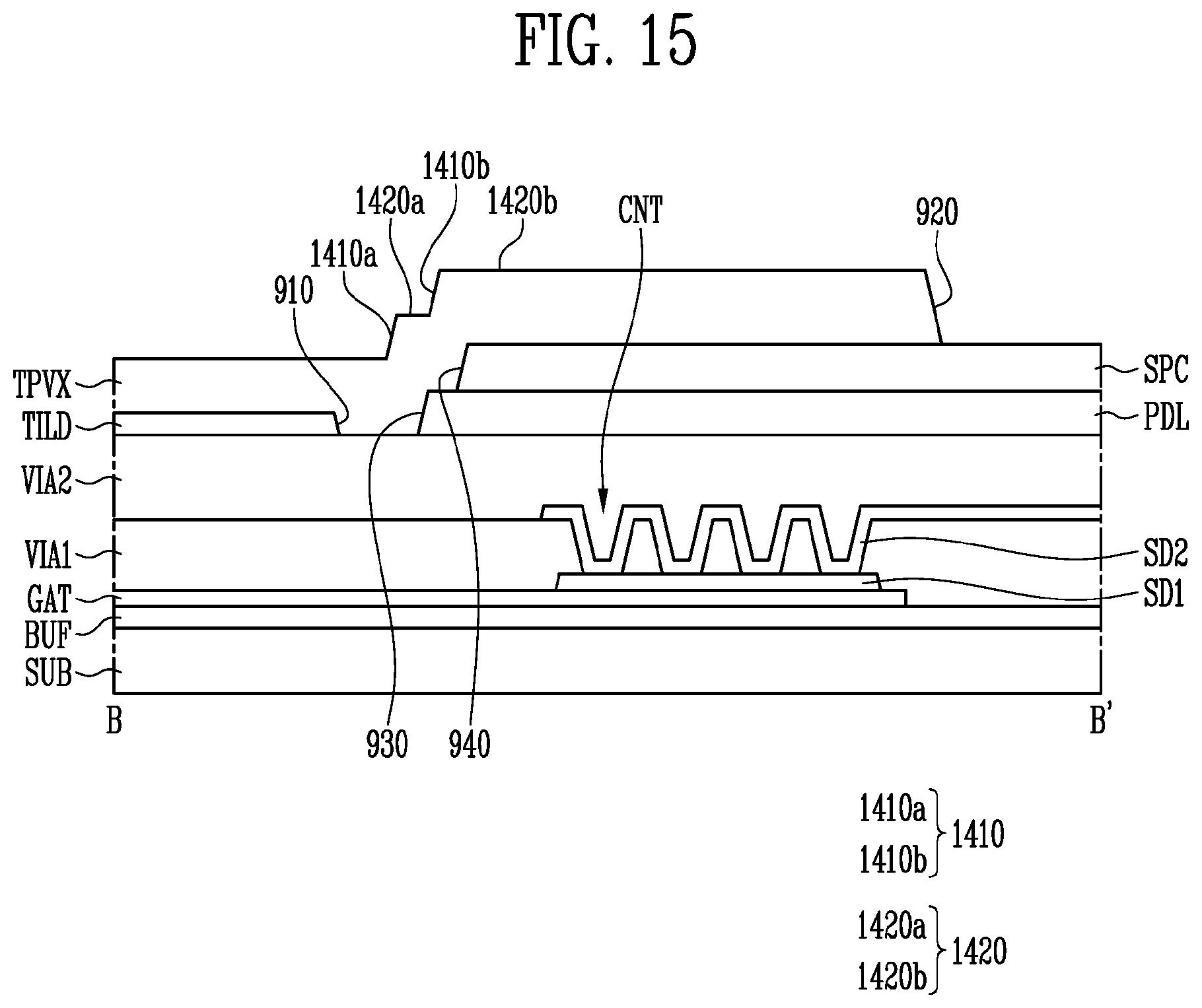 Patent US12588388 Figure 14 – Display device and touch display panel