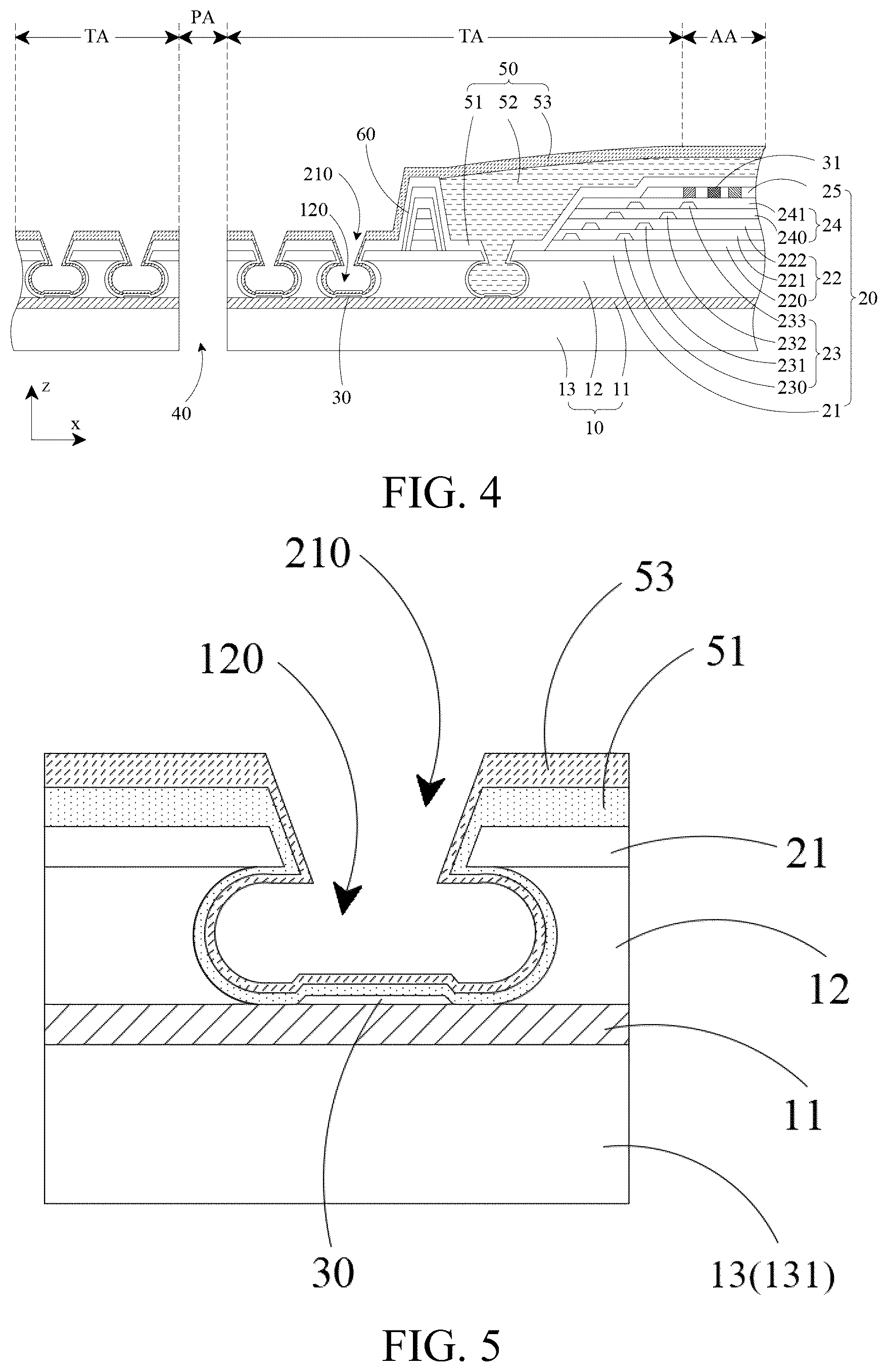 Patent US12588393 Figure 3 – Display panel and display device with openings in the transition areas