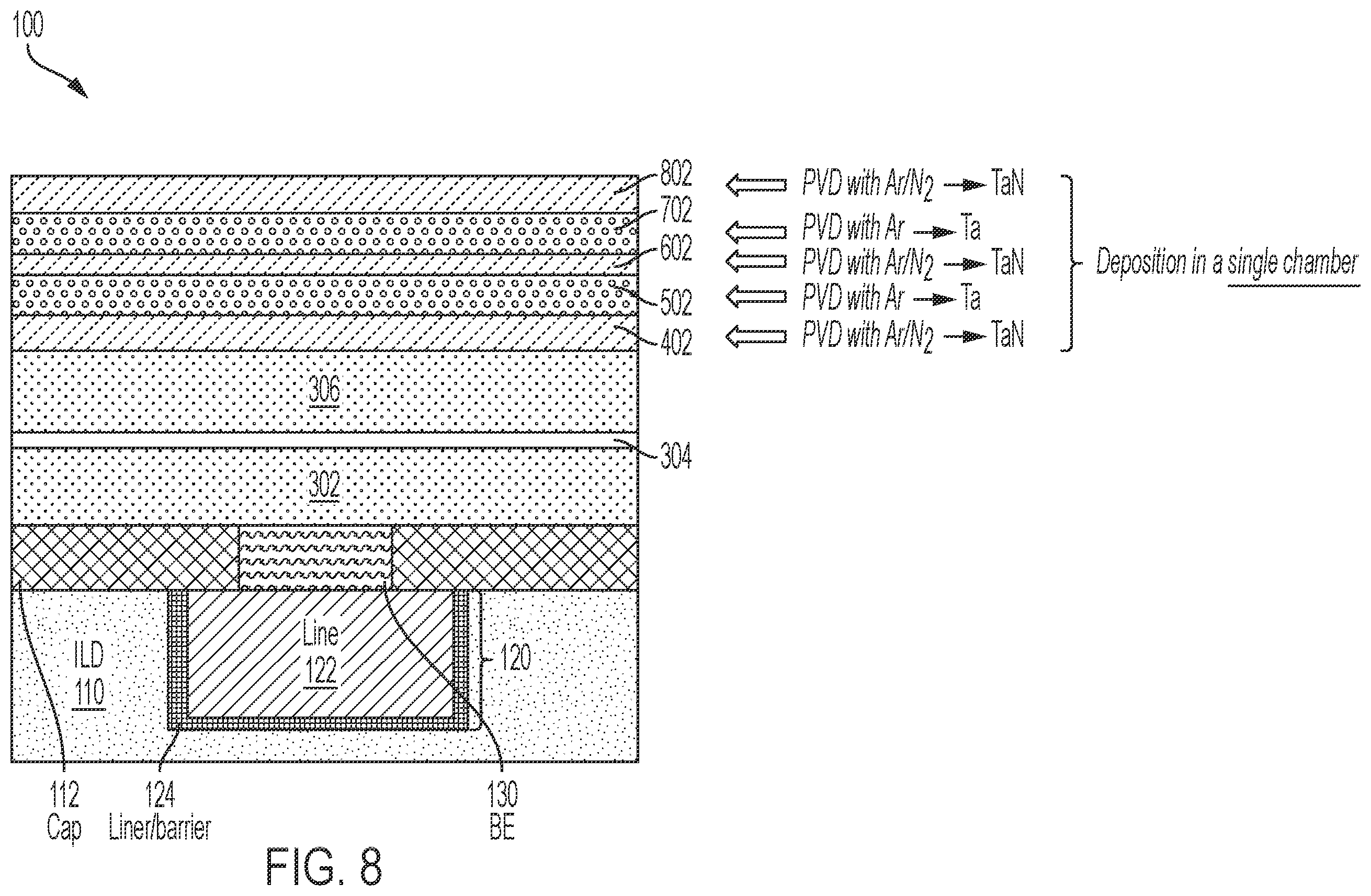 Patent US12588421 Figure 5 – Memory element with a hardmask stack having different stress levels