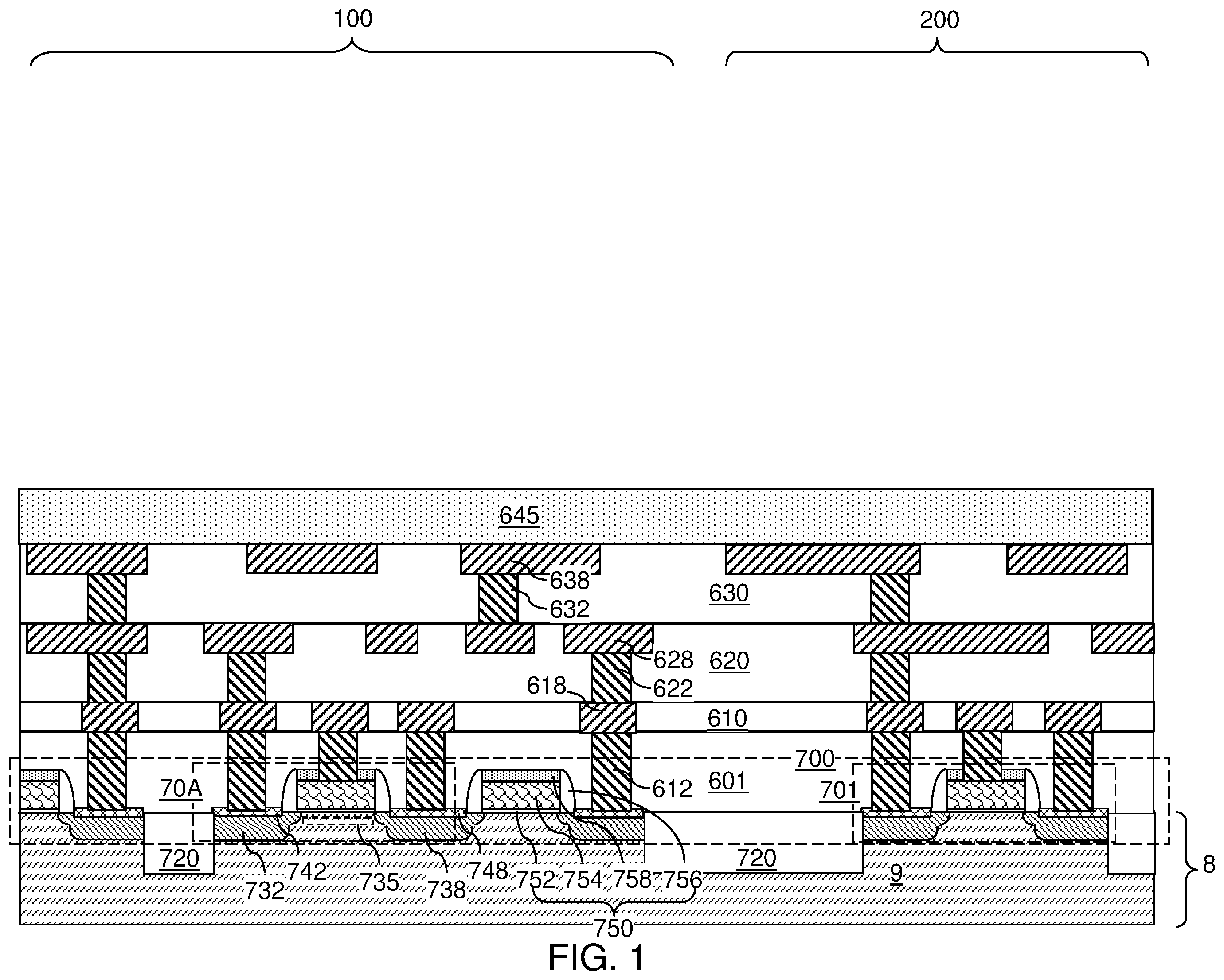 Patent US12588429 — Resistive memory device including a silicon oxide base spacer and methods for forming the same — Figure 1