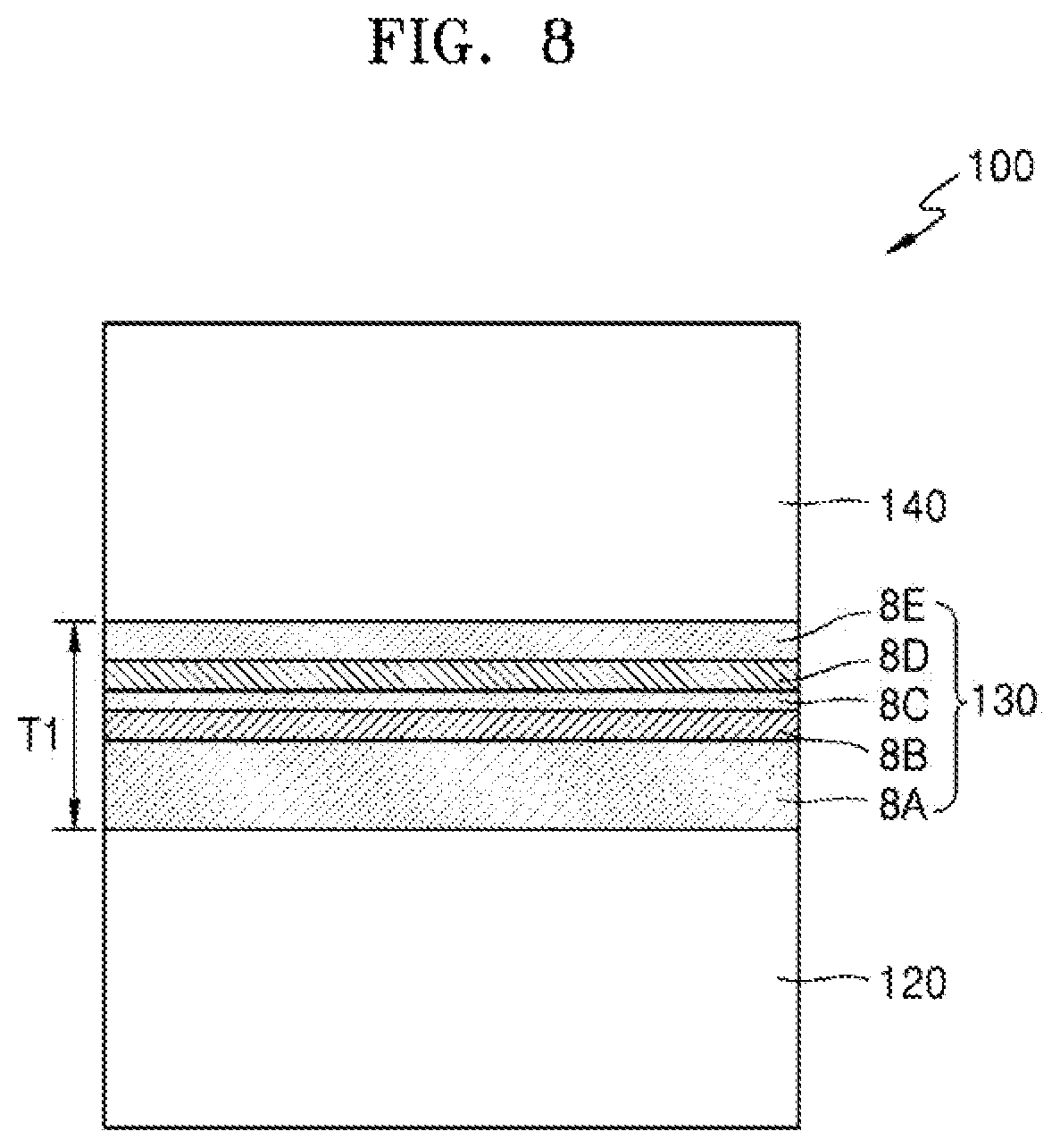 Patent US12588438 Figure 8 – Layer structures including dielectric layer, methods of manufacturing dielectric layer, electronic device including dielectric layer, and electronic apparatus including electronic device