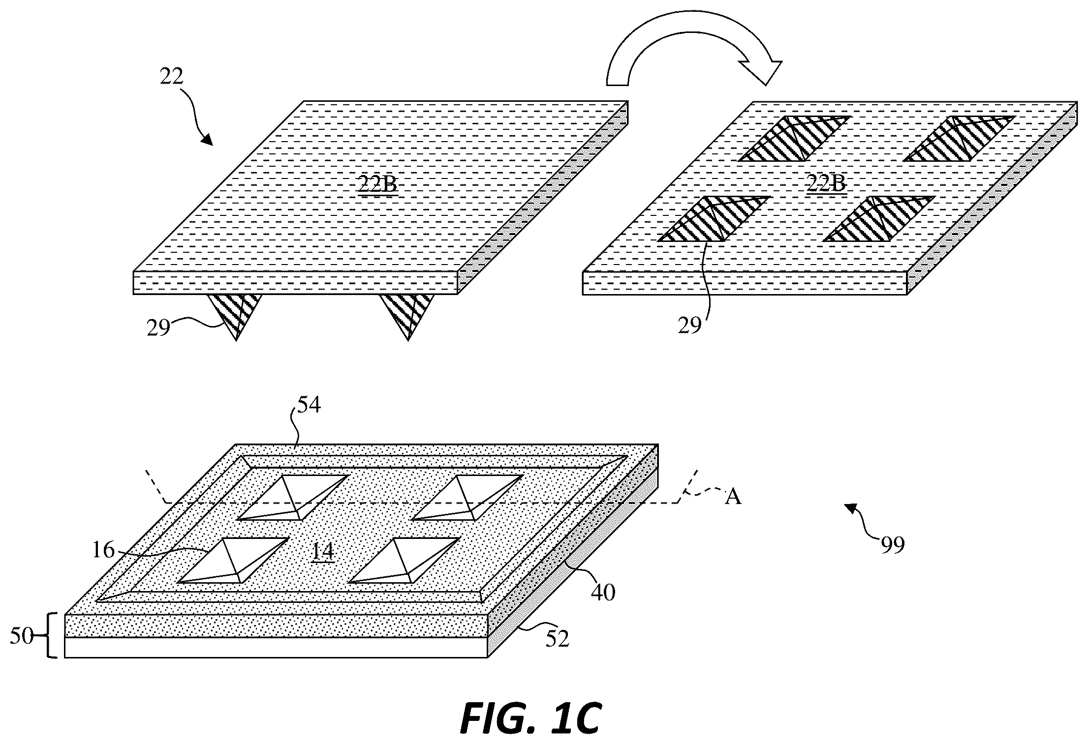Patent US12588471 Figure 2 – Micro-device substrate structures with posts and indentations