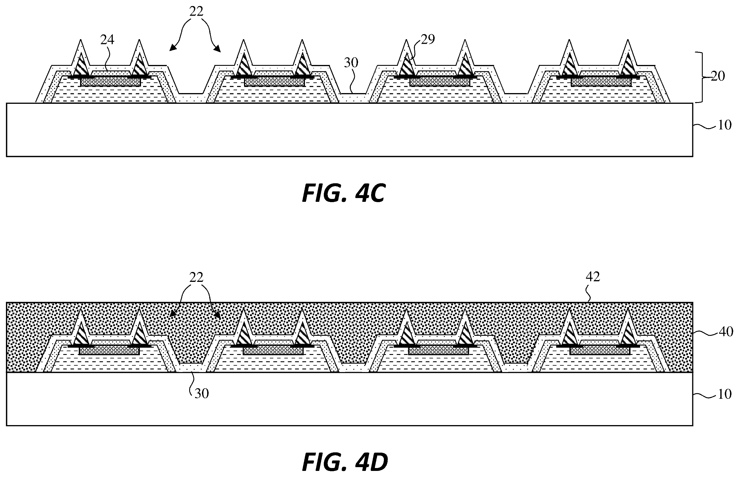 Patent US12588471 Figure 6 – Micro-device substrate structures with posts and indentations