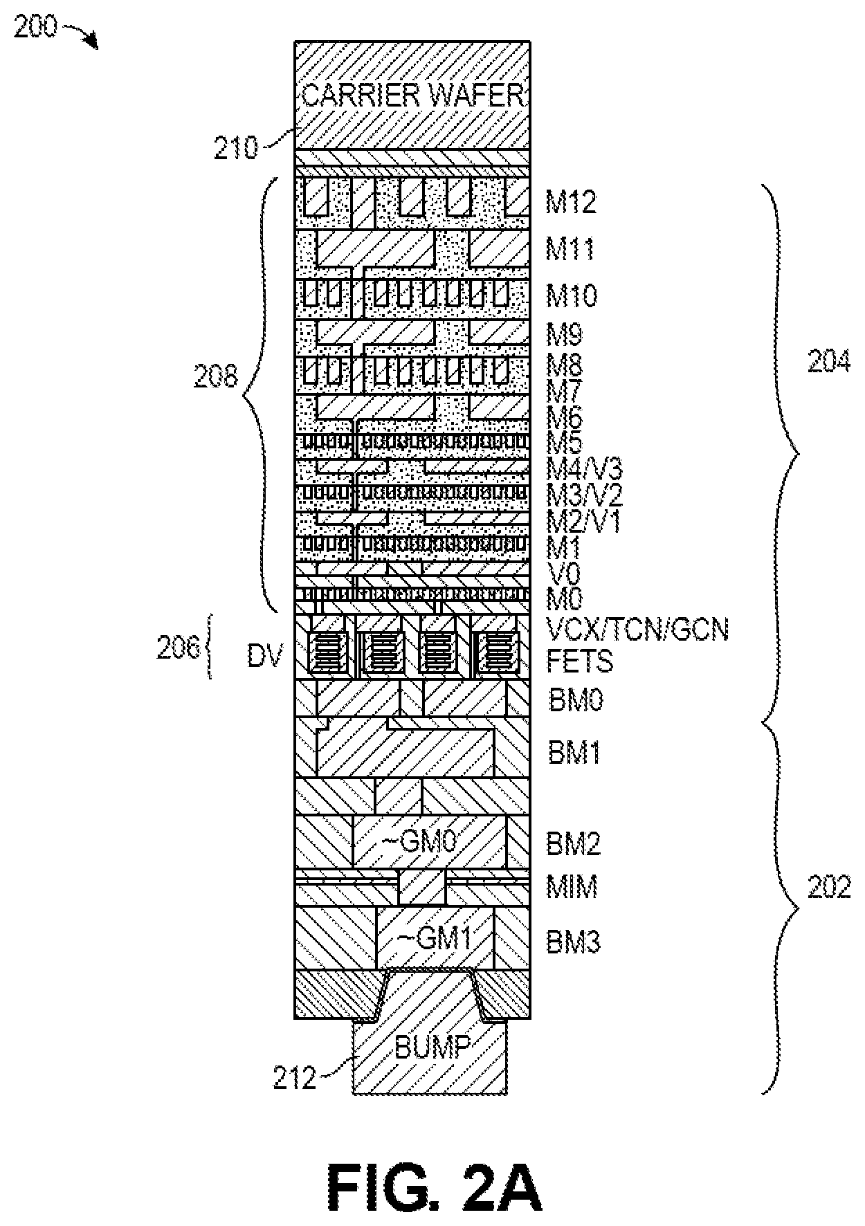 Patent US12588485 Figure 2 – Integrated circuit structures having airgaps for backside signal routing or power delivery