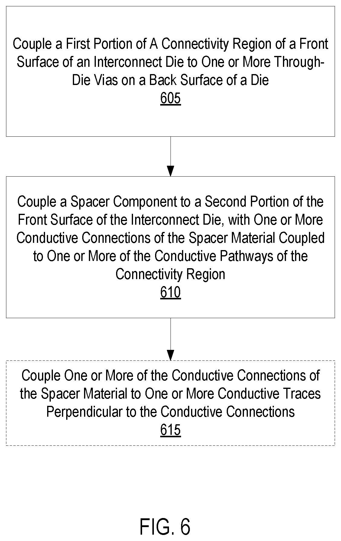 Patent US12588486 Figure 3 – Connecting semicondcutor device assembly components using interconnect dies with spacer component coupled to a portion of an interconnect die