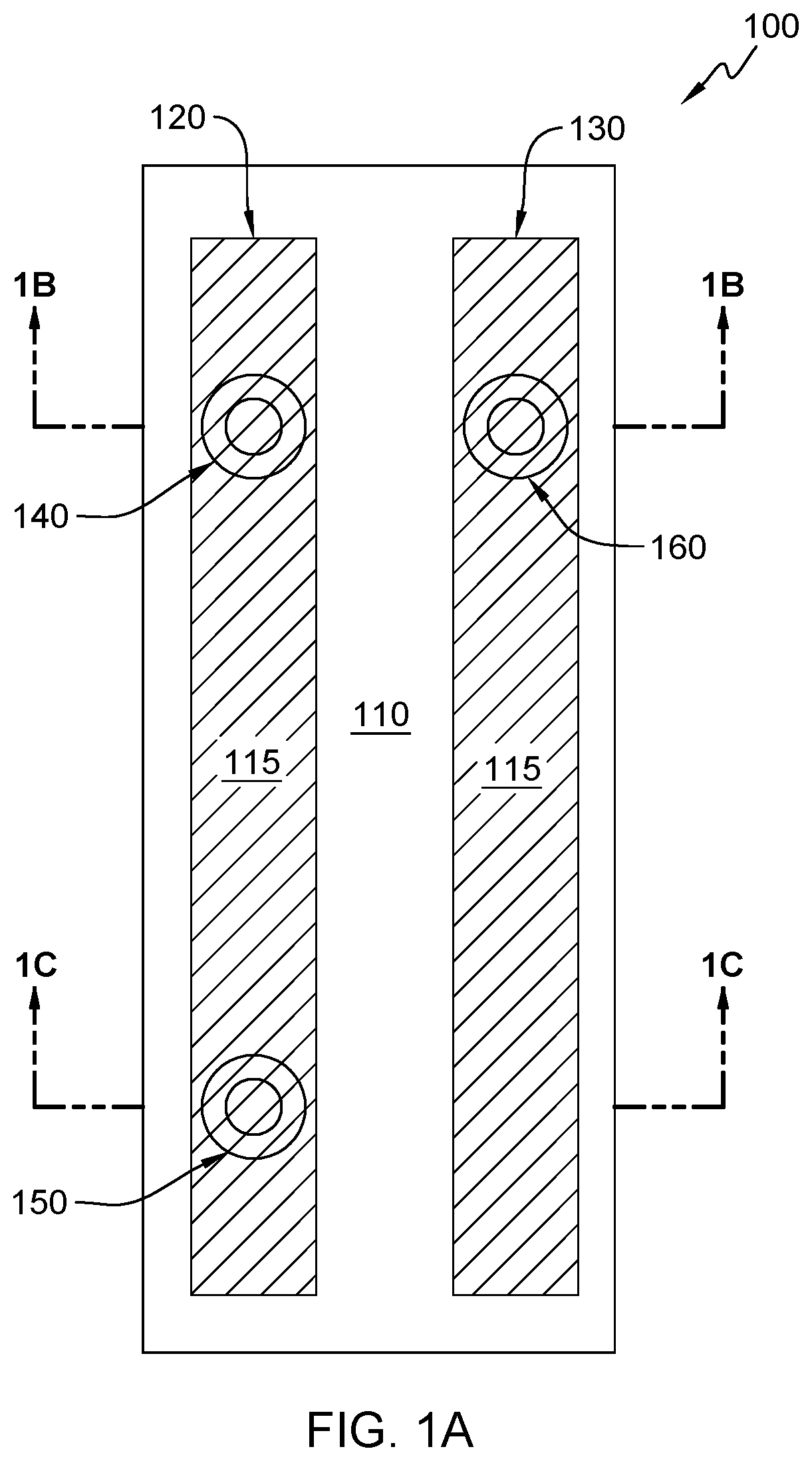 Patent US12588487 Figure 1 – Tight pitch directional selective via growth