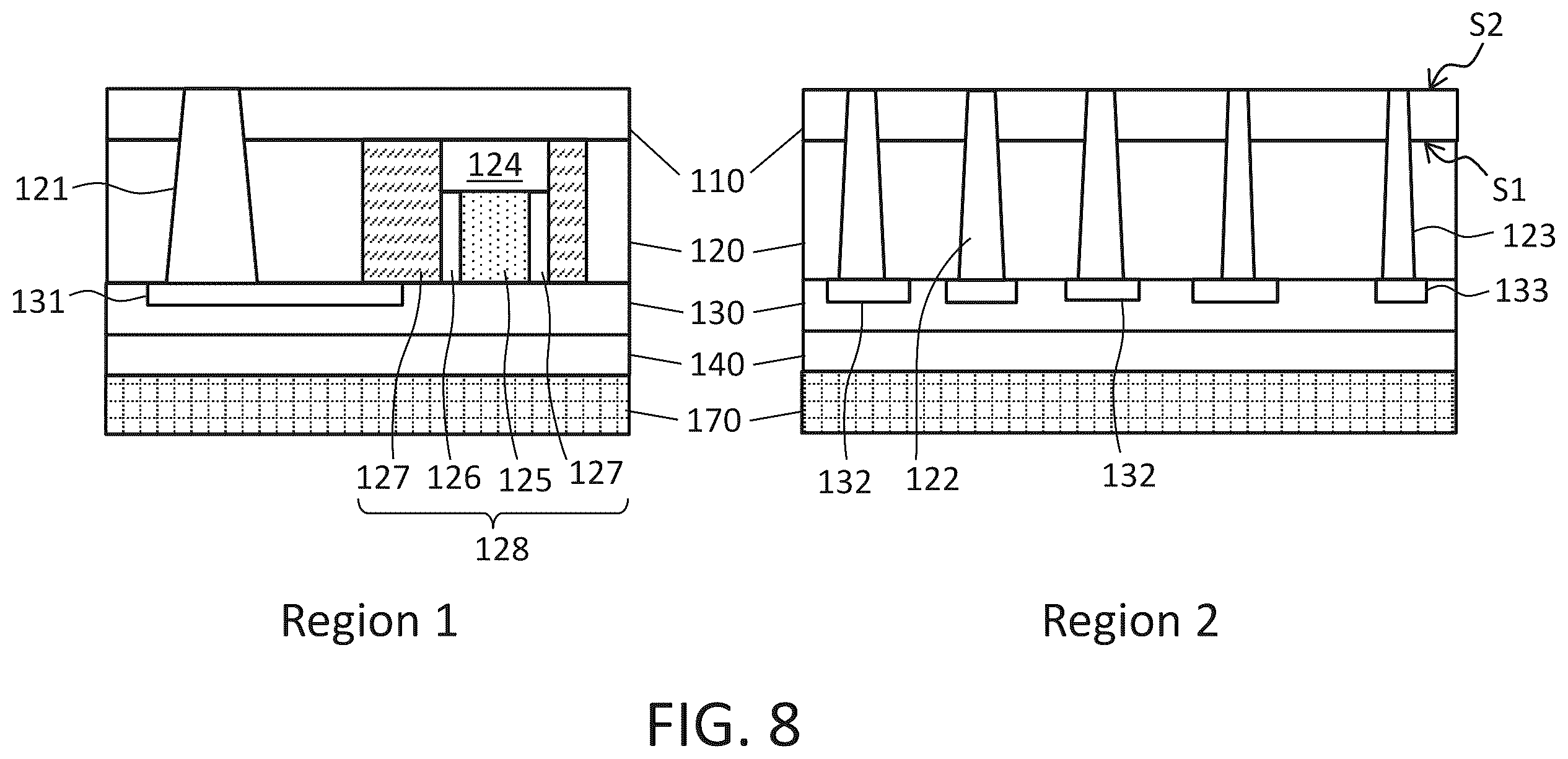 Patent US12588489 Figure 8 – Integrated circuit devices including stacked elements and methods of forming the same