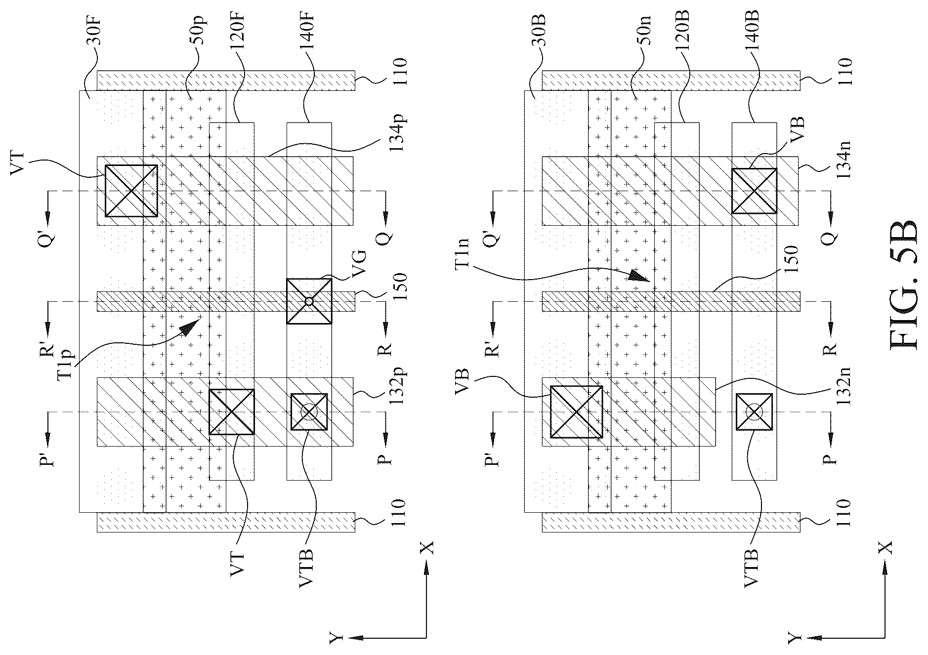 Patent US12588491 Figure 15 – Power rail and signal line arrangement in integrated circuits having stacked transistors