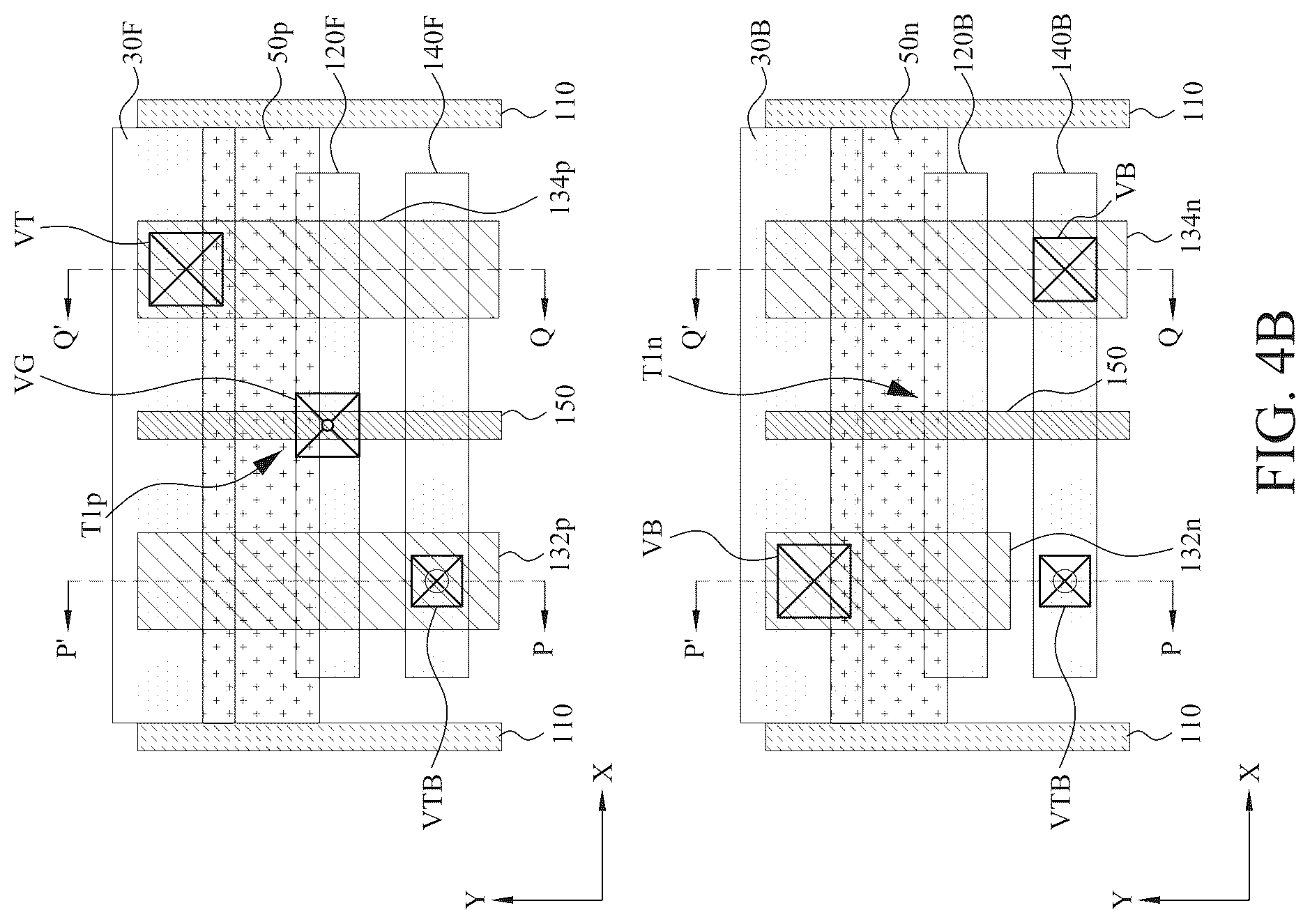 Patent US12588492 Figure 12 – Power rail and signal line arrangement in integrated circuits having stacked transistors