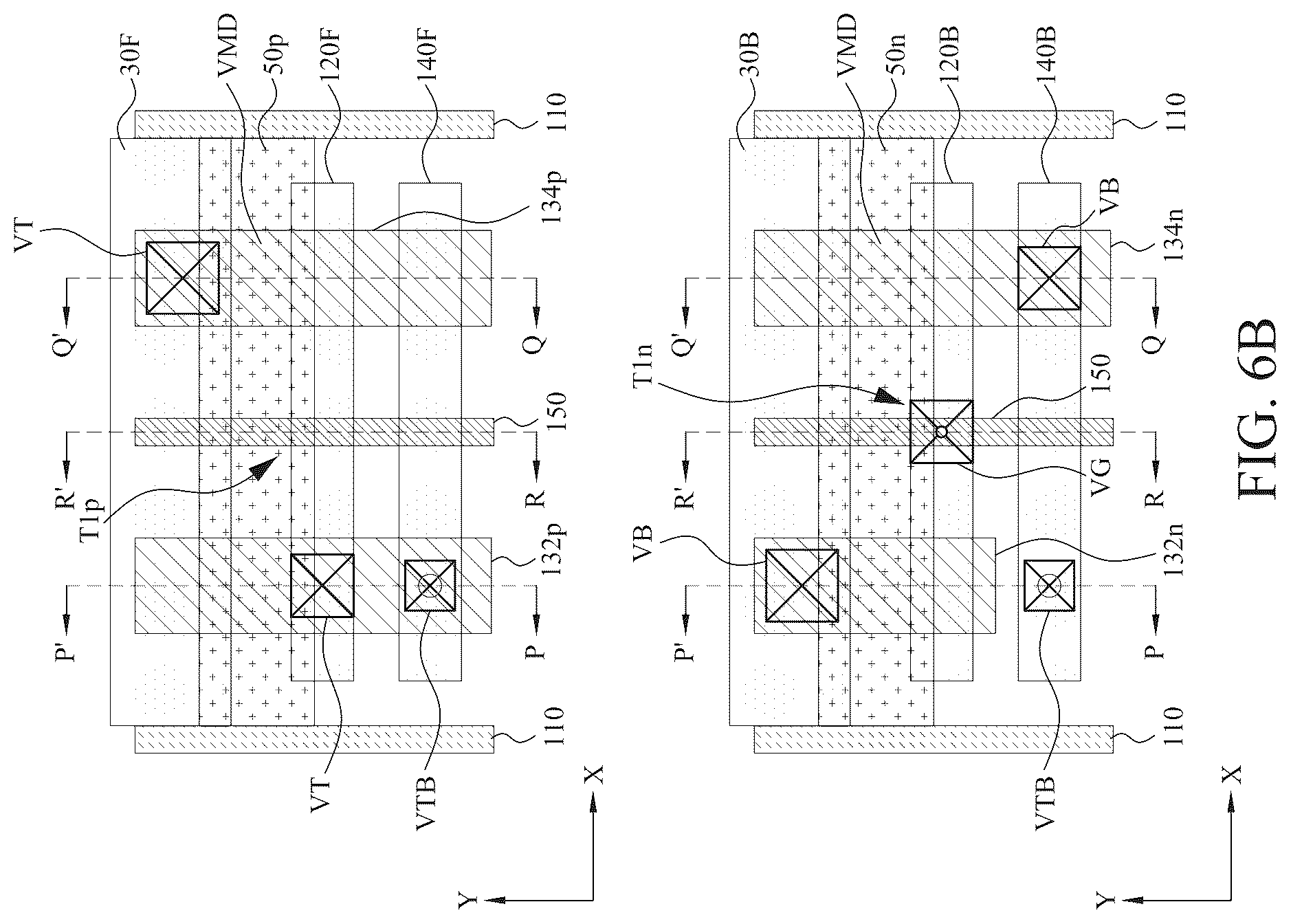 Patent US12588492 Figure 19 – Power rail and signal line arrangement in integrated circuits having stacked transistors