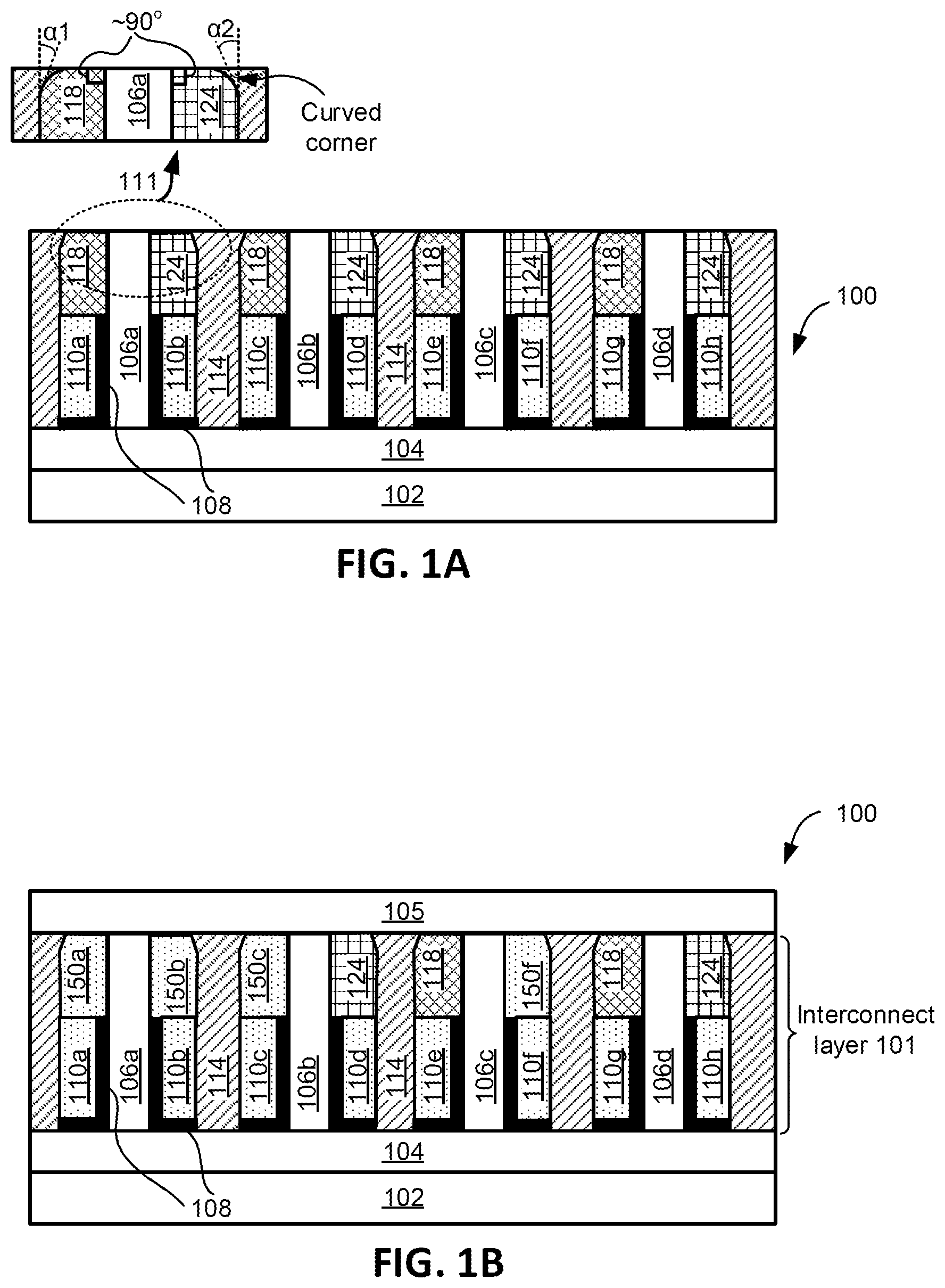 Patent US12588493 Figure 1 – Metal spacers with hard masks formed using a subtractive process