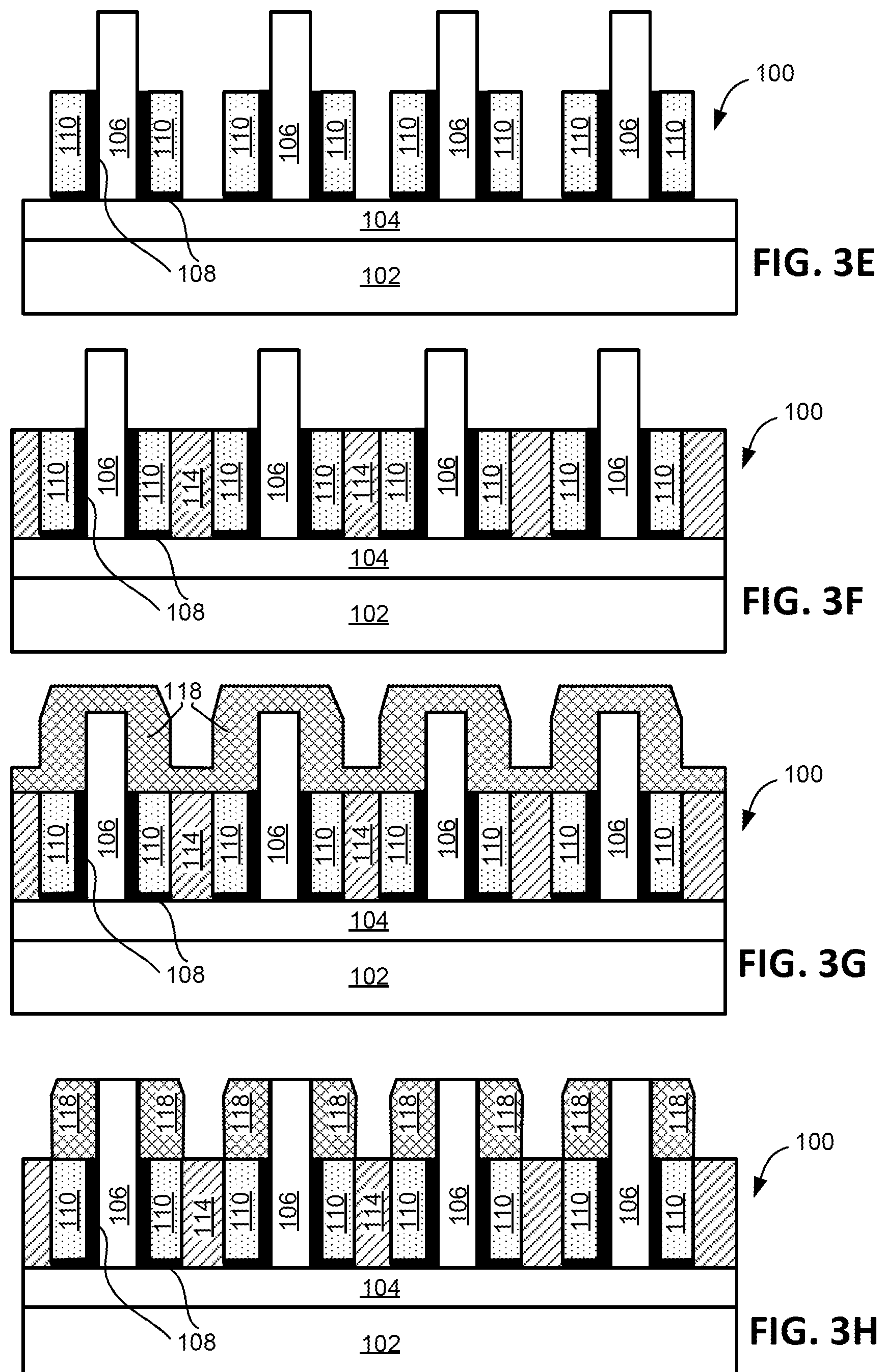 Patent US12588493 Figure 4 – Metal spacers with hard masks formed using a subtractive process